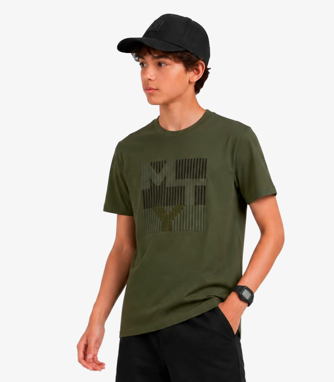 Camiseta Masculina Com Estampa Em Relevo Minty Verde - imagem 1