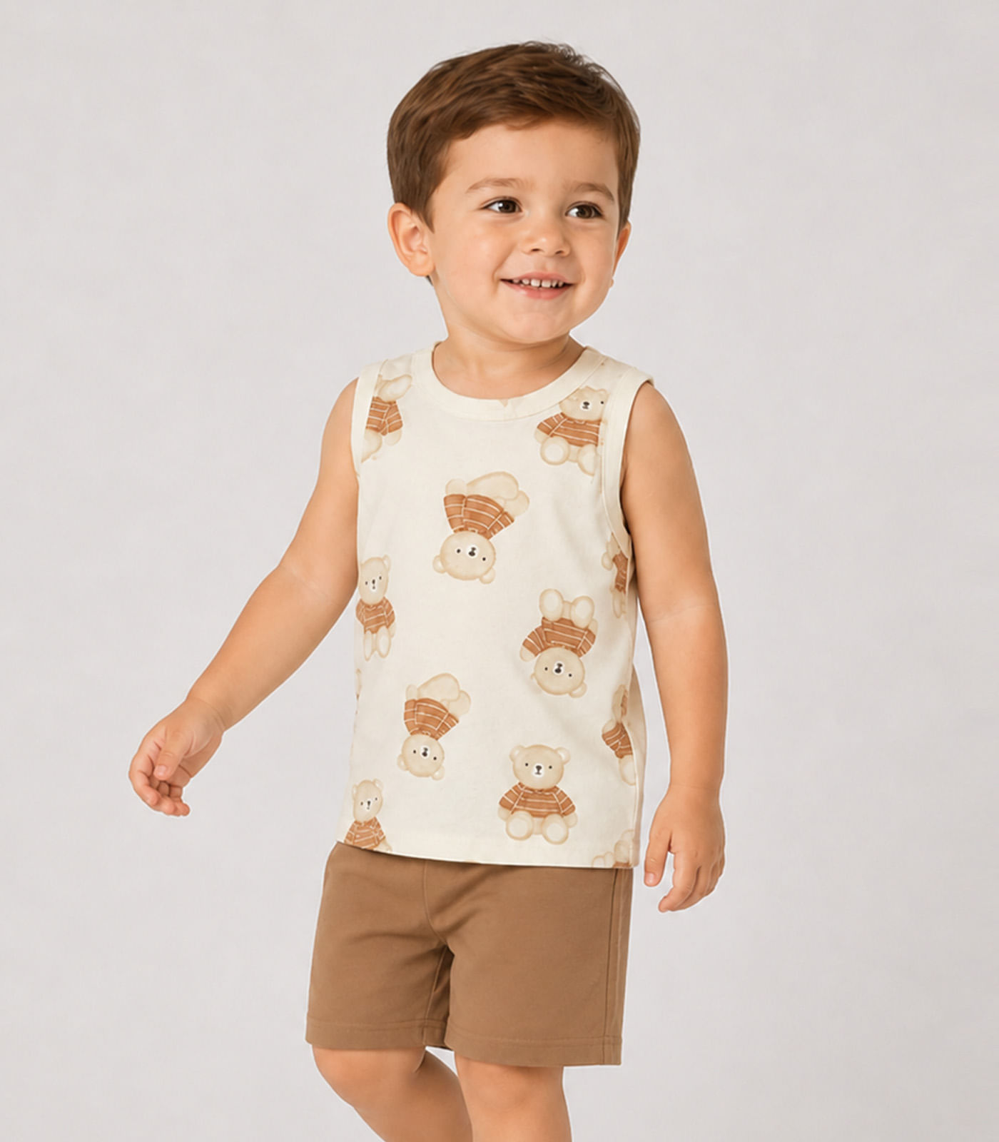 Conjunto Machão E Bermuda Infantil Select Bege - imagem 1