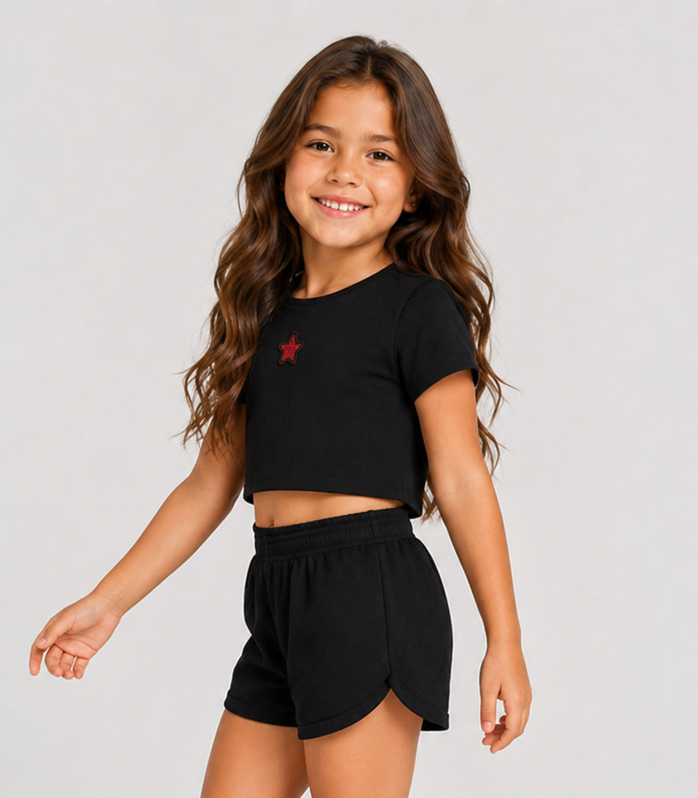 Conjunto Blusa Com Shorts Infantil Select Preto - imagem 1