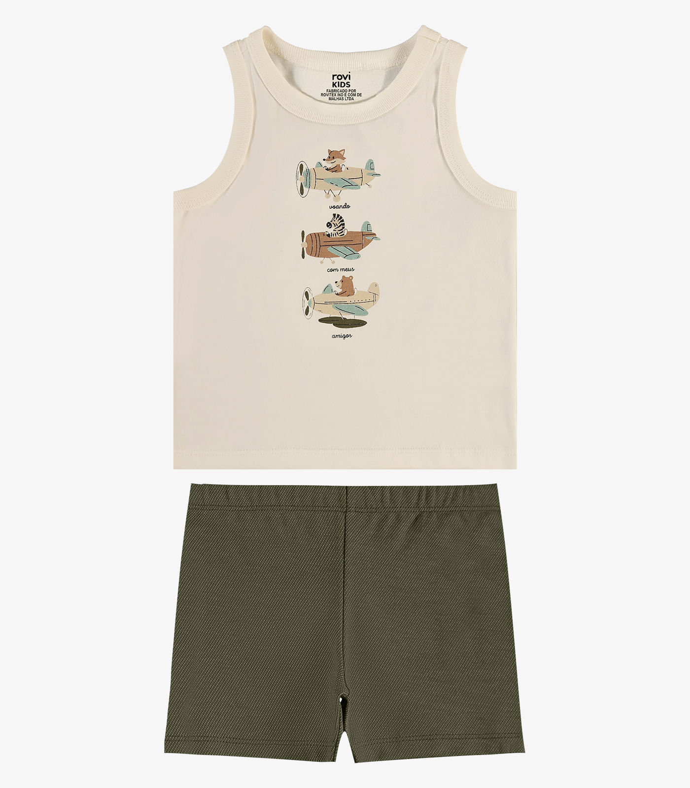 Conjunto Regata Com Bermuda Infantil Rovi Kids Bege - imagem 1