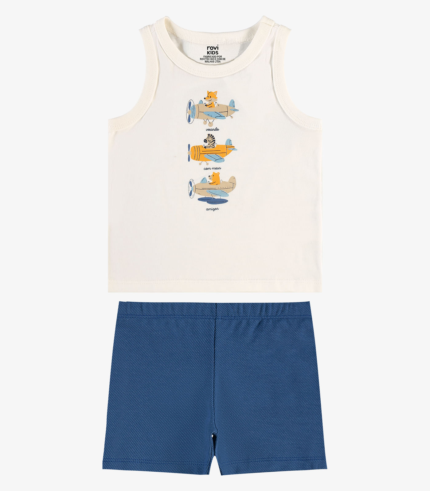 Conjunto Regata Com Bermuda Infantil Rovi Kids Bege - imagem 1