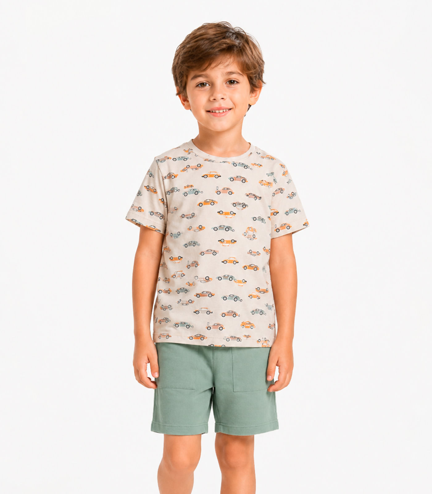 Conjunto Camiseta Com Bermuda Infantil Select Bege - imagem 1