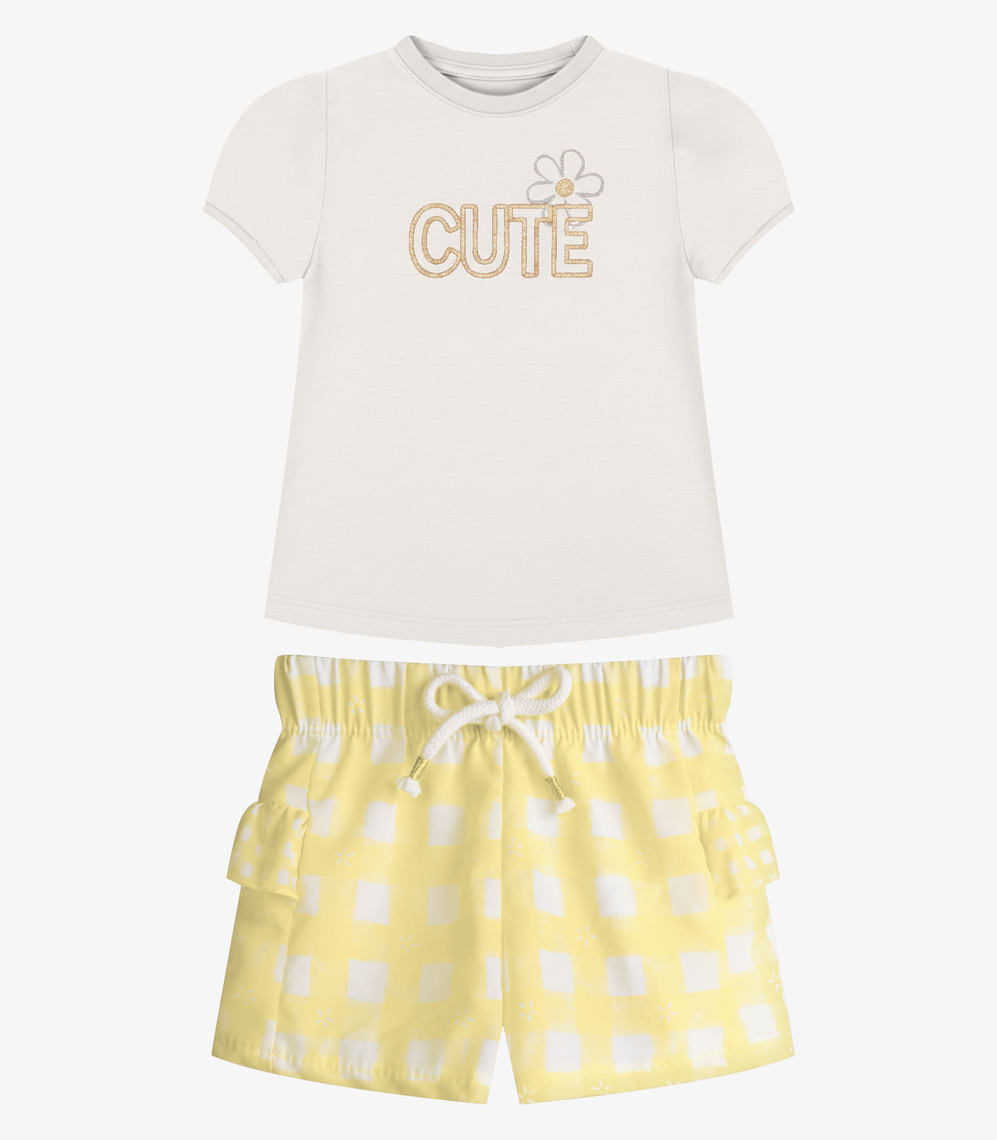 Conjunto Menina Blusa Com Shorts Trick Nick Bege - imagem 1