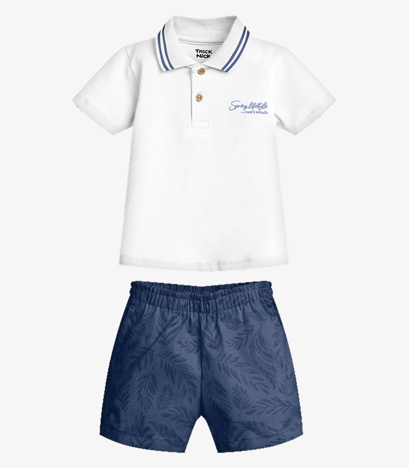 Conjunto Infantil Polo Com Bermuda Trick Nick Branco - imagem 1