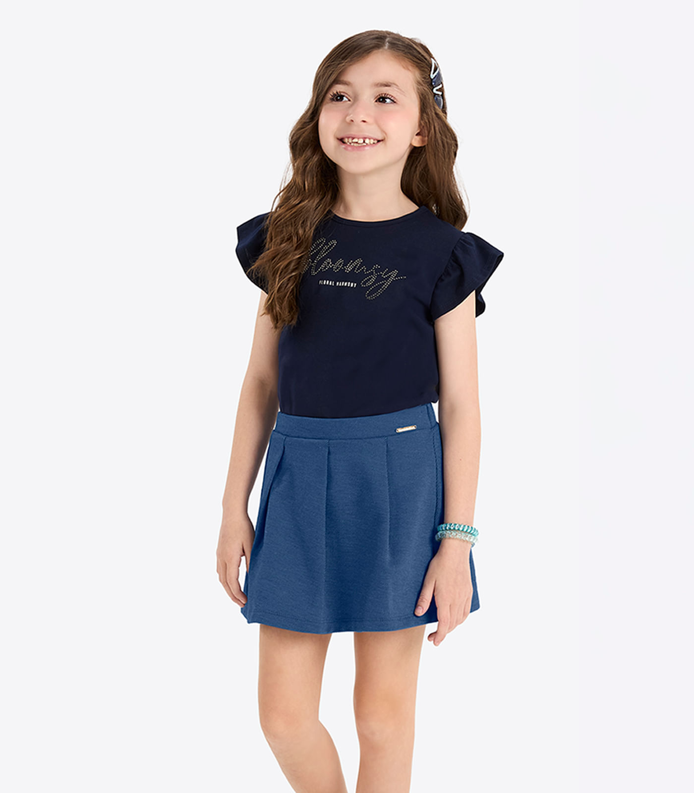 Blusa Verão Menina Com Strass Rovi Kids Azul - imagem 1