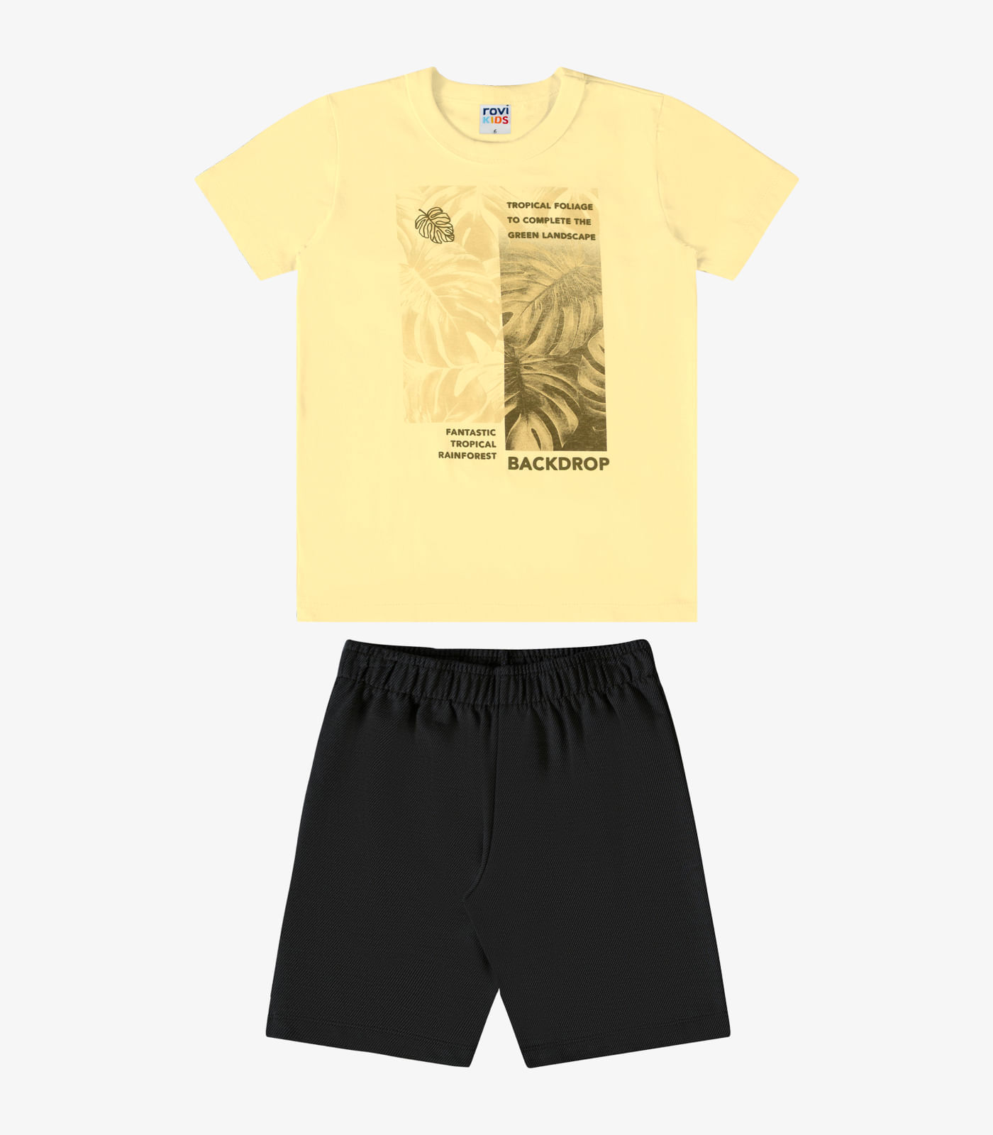 Conjunto Verão Menino Com Relevo Rovi Kids Amarelo - imagem 1