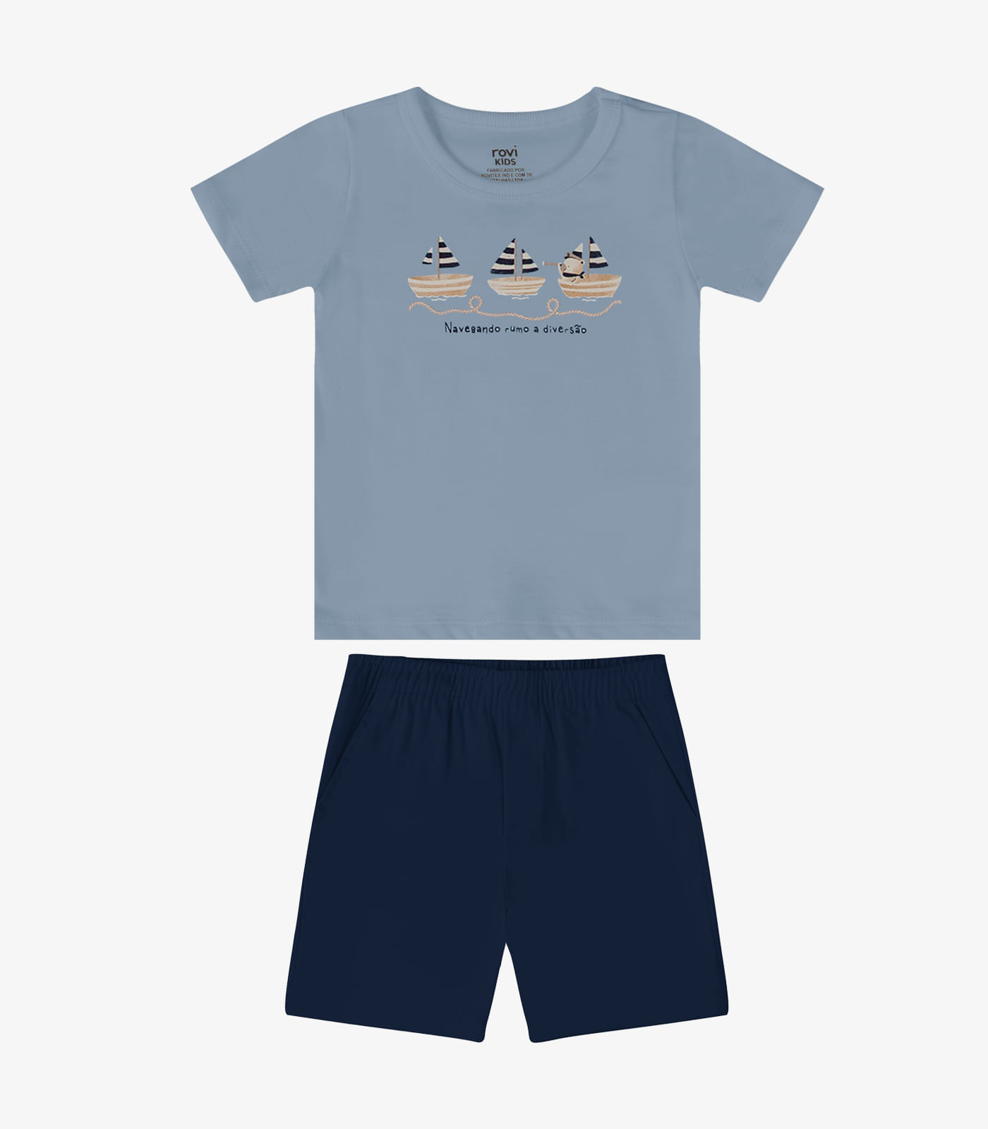 Conjunto Verão Menino Estampa Em Relevo Rovi Kids Azul - imagem 1