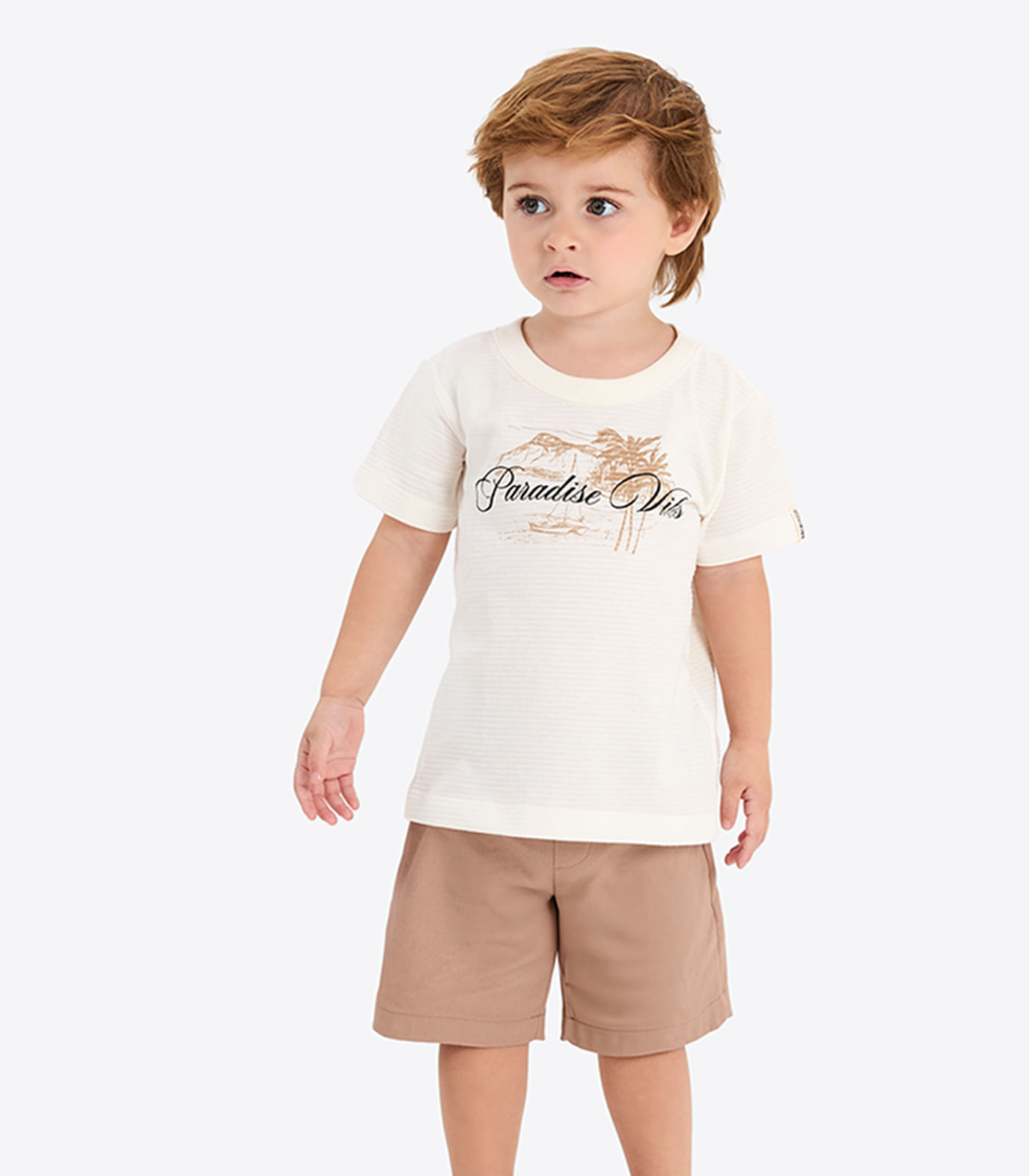 Camiseta Verão Menino Rovi Kids Bege - imagem 1