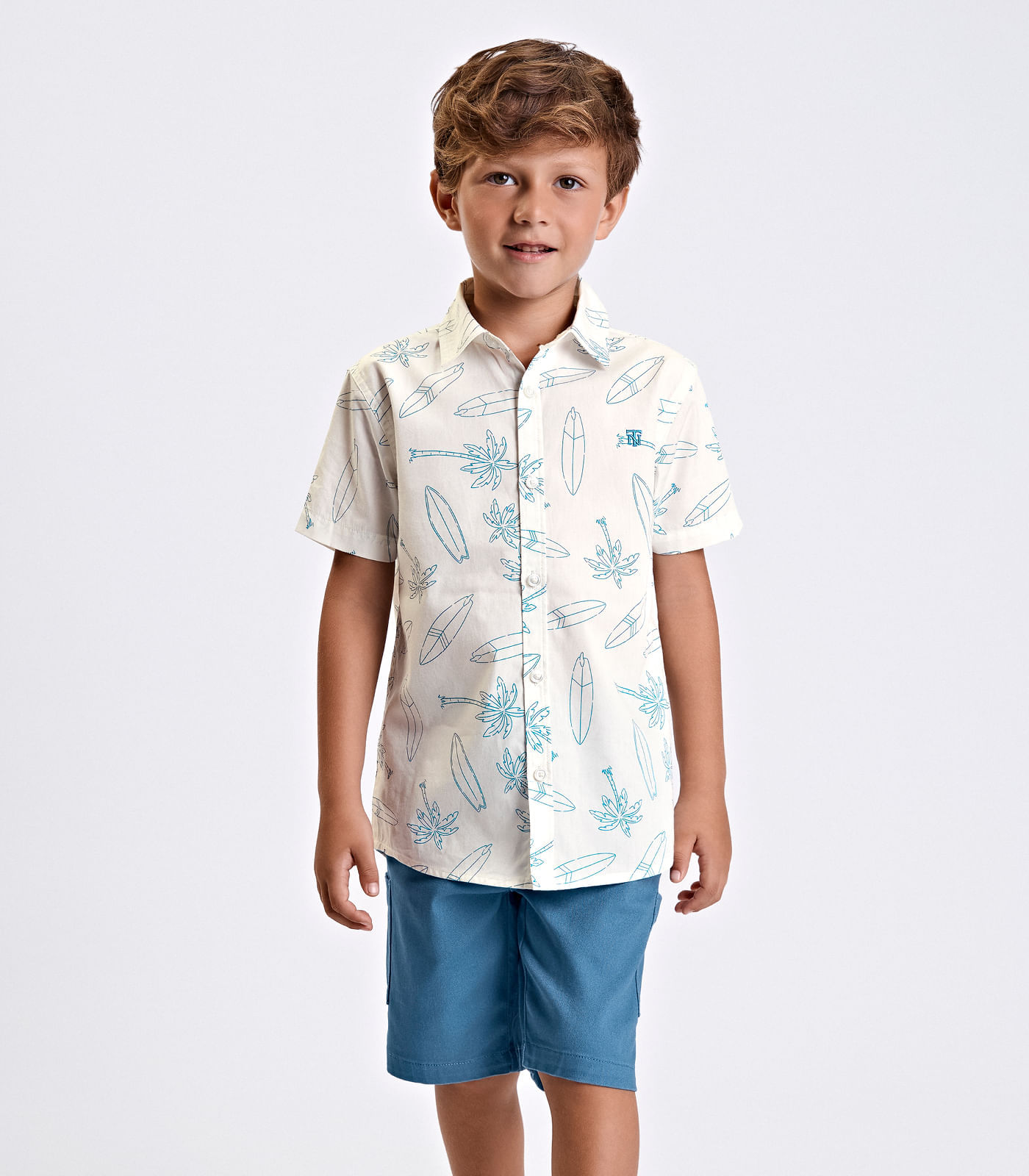 Conjunto Camisa Polo Com Bermuda Trick Nick Bege - imagem 1