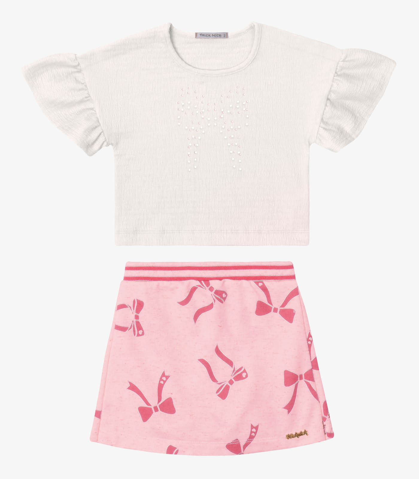 Conjunto Verão Menina Curto Estampado Trick Nick Rosa - imagem 1