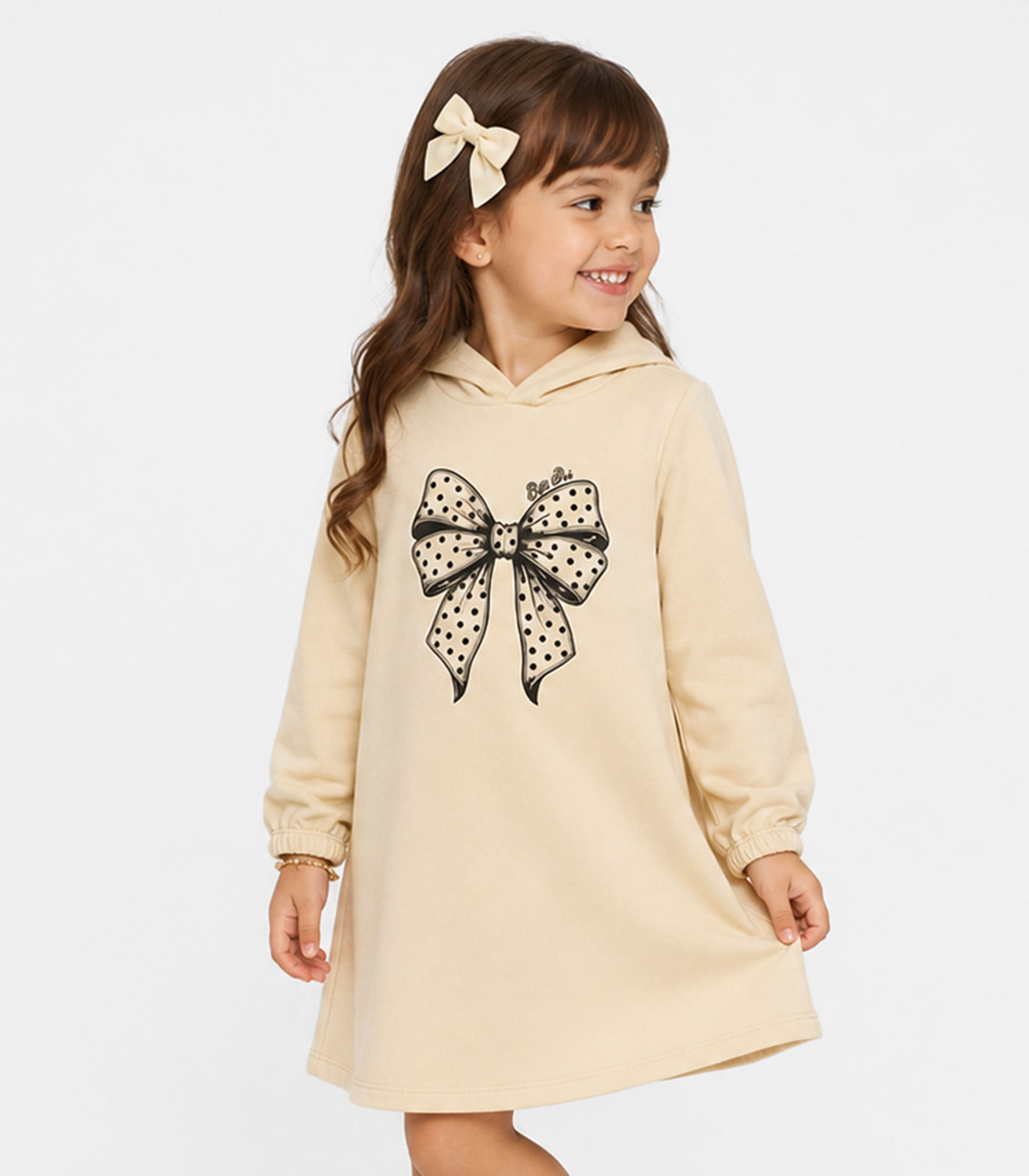 Vestido Infantil Estampado Select Bege - imagem 1