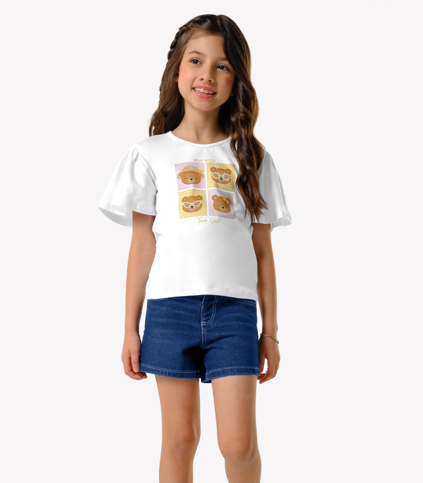 Conjunto Infantil Blusa Com Shorts Trick Nick Branco - imagem 1