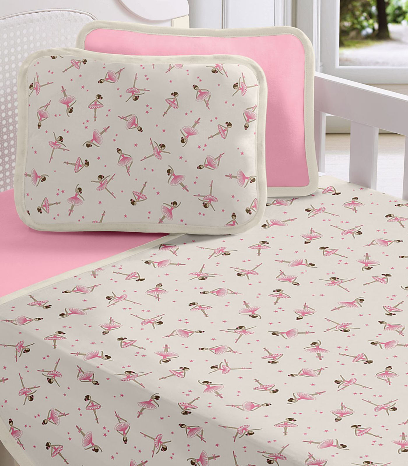 Jogo Cama Baby Estampado Vivaldi Rosa - imagem 1