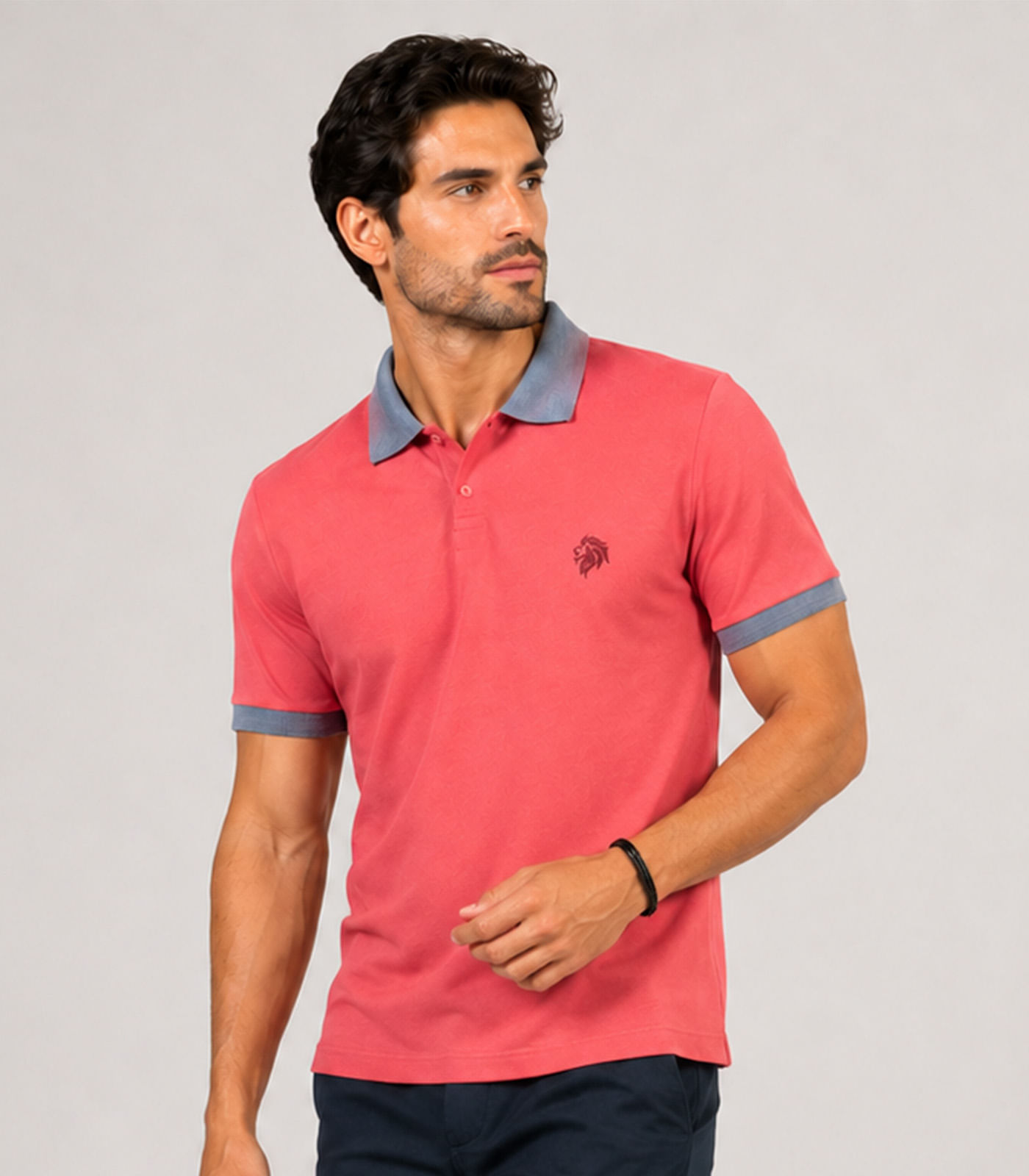 Camisa Polo Masculina Manga Curta Select Rosa - imagem 1