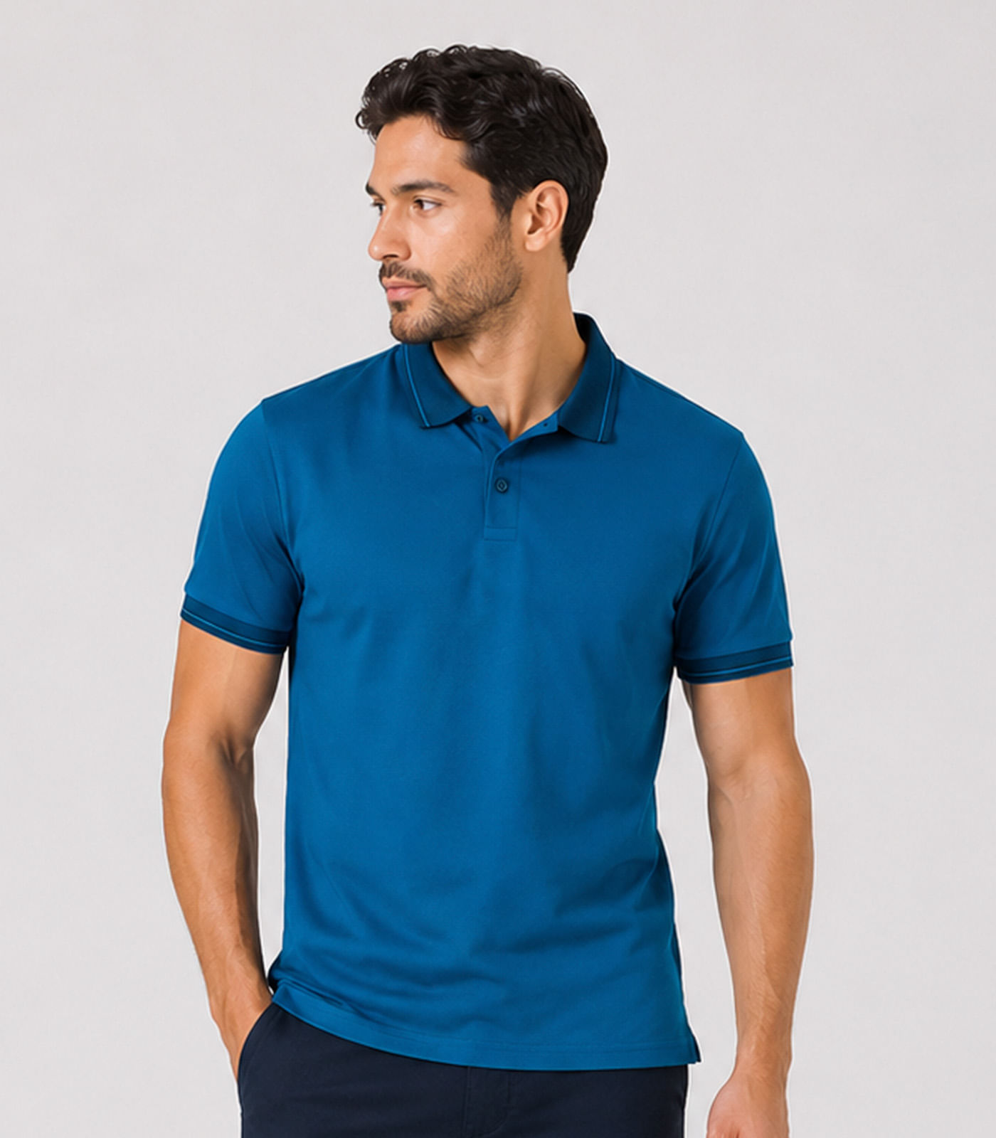 Camisa Polo Masculina Manga Curta Select Azul - imagem 1