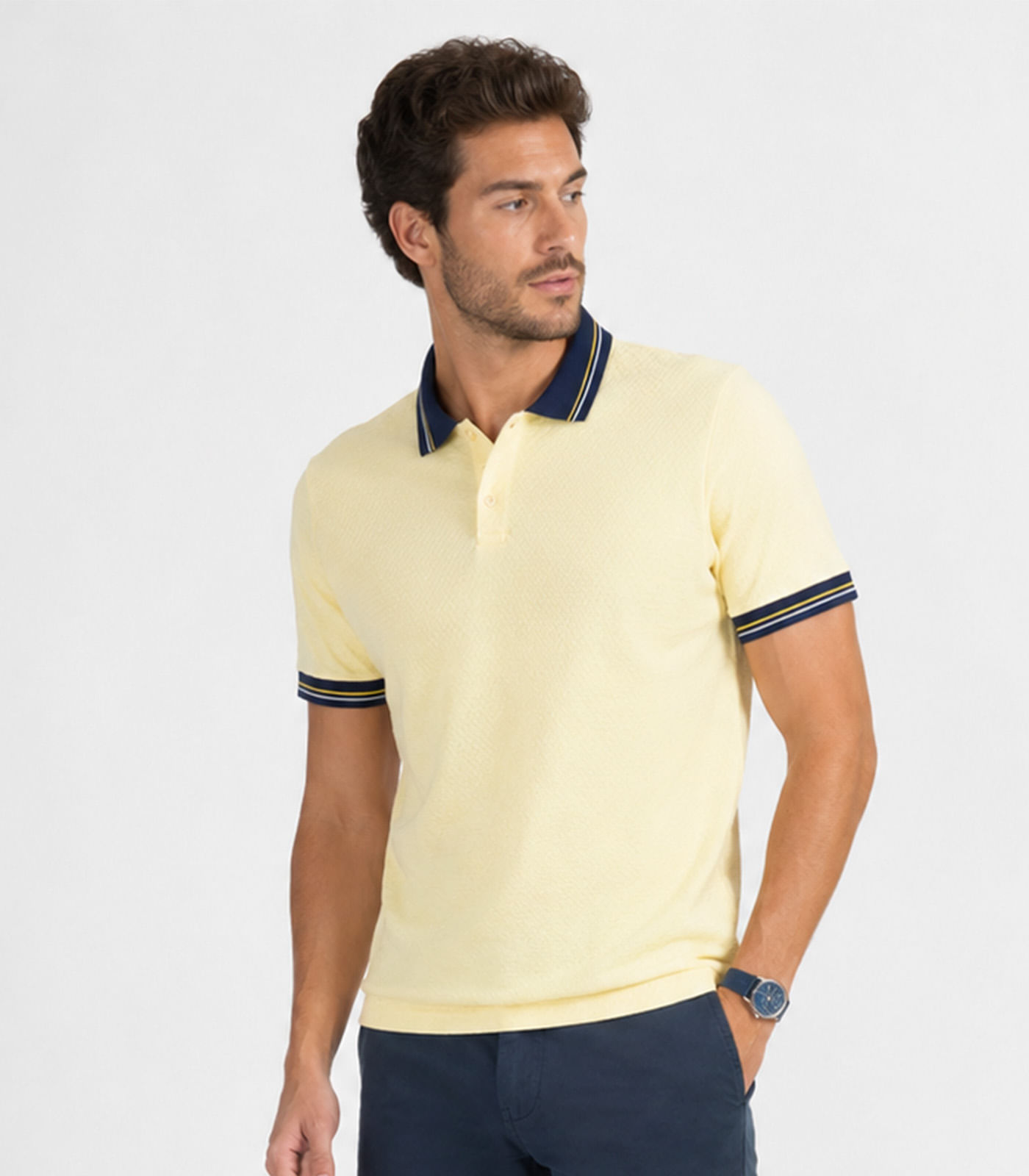 Camisa Polo Masculina Manga Curta Select Amarelo - imagem 1