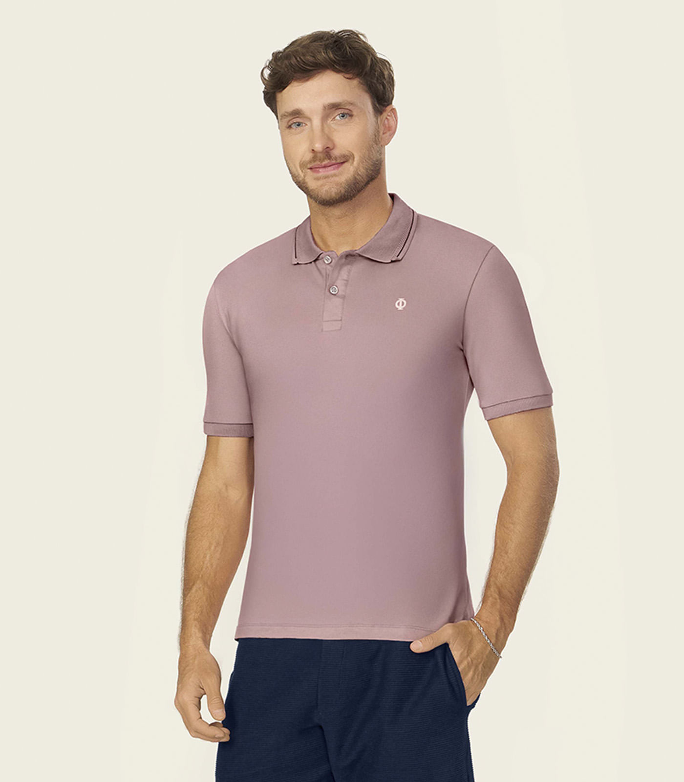 Polo Masculina Suedine Diametro Rosa - imagem 1