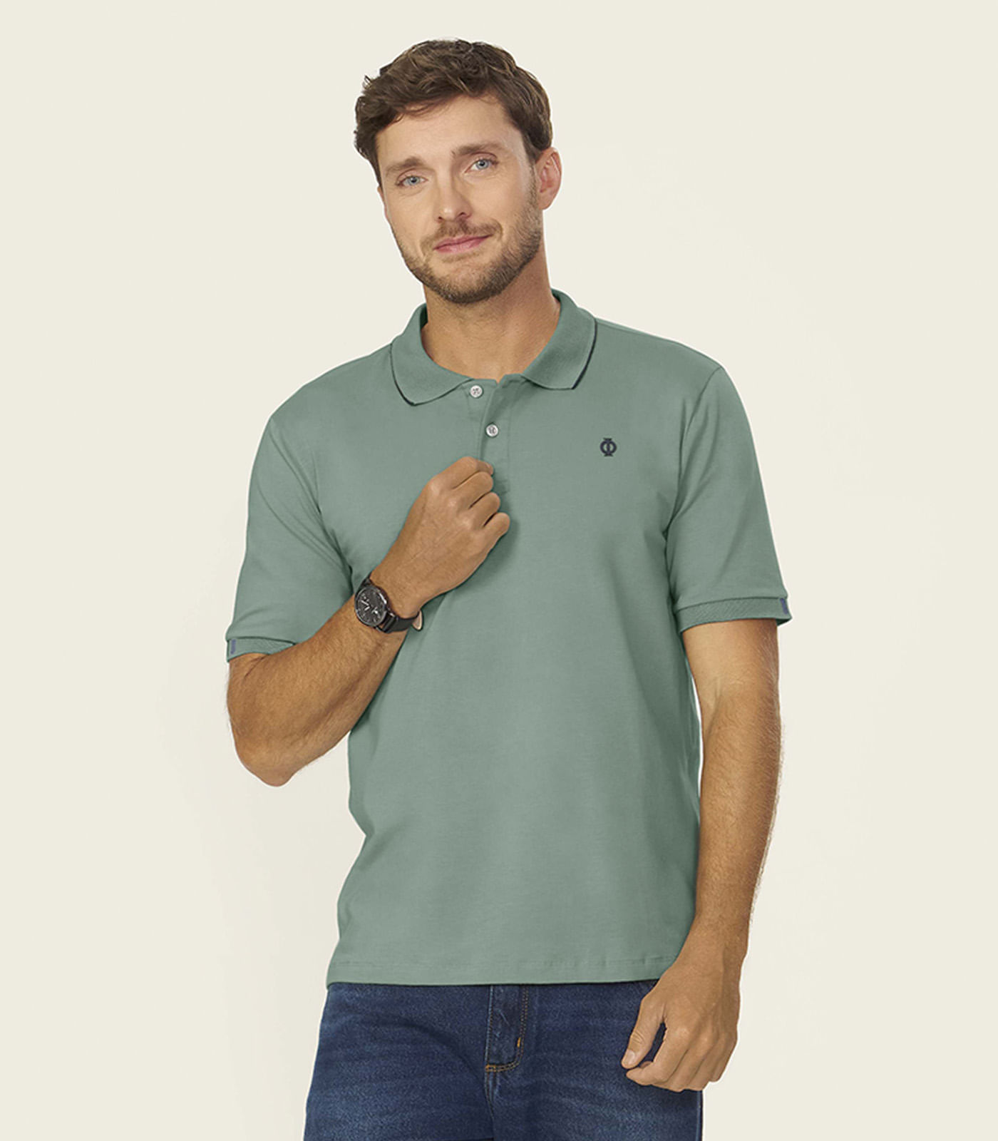 Polo Masculina Cotton Leve UV Diametro Verde - imagem 1