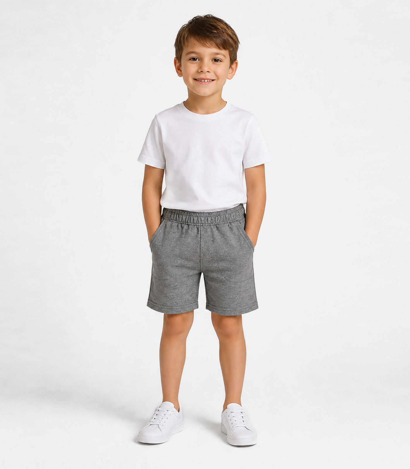 Bermuda Infantil Em Moletinho Basic Rovitex Kids Cinza - imagem 1