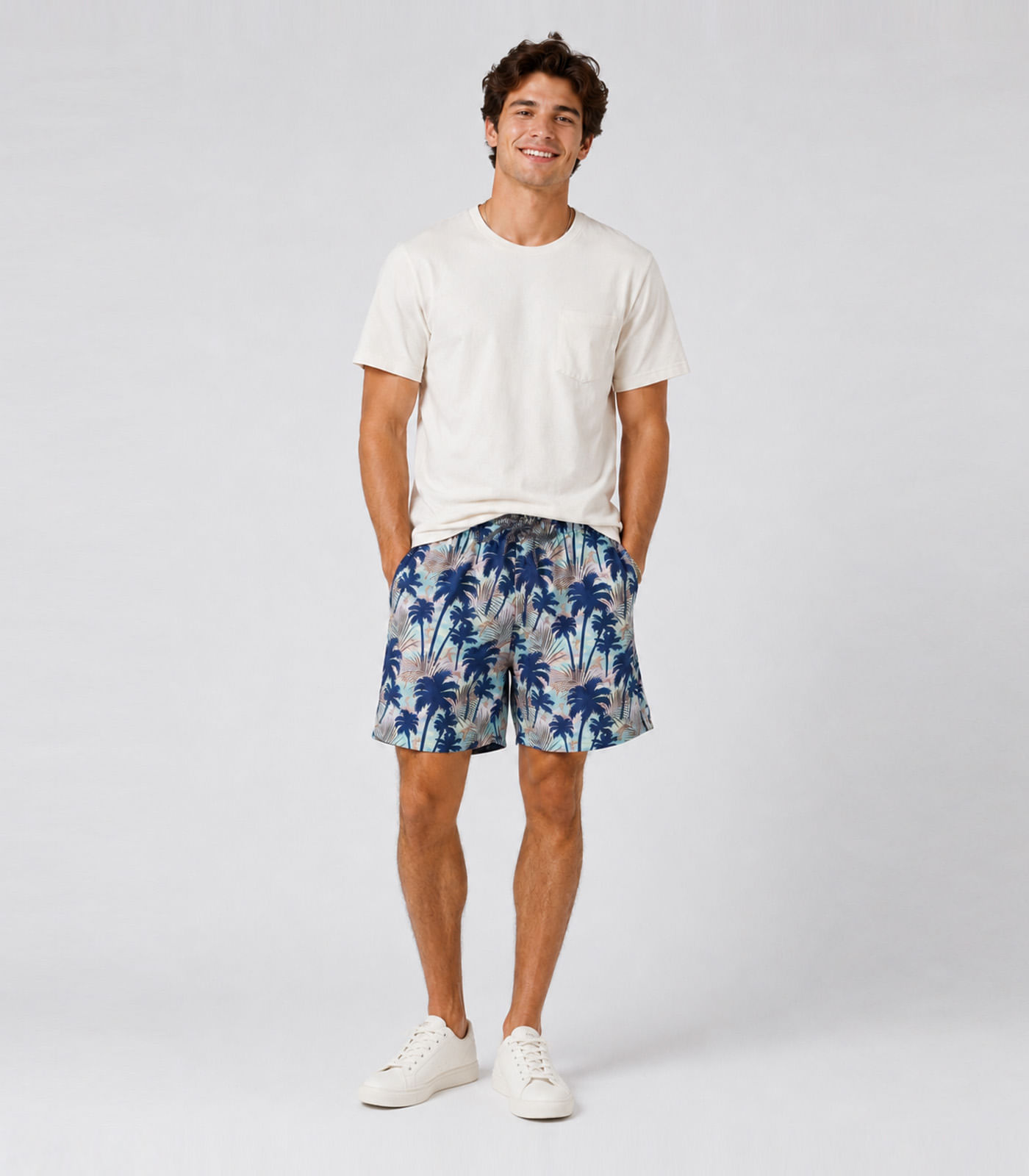 Bermuda Masculina Estampada Tactel Força Do Mar Verde - imagem 1