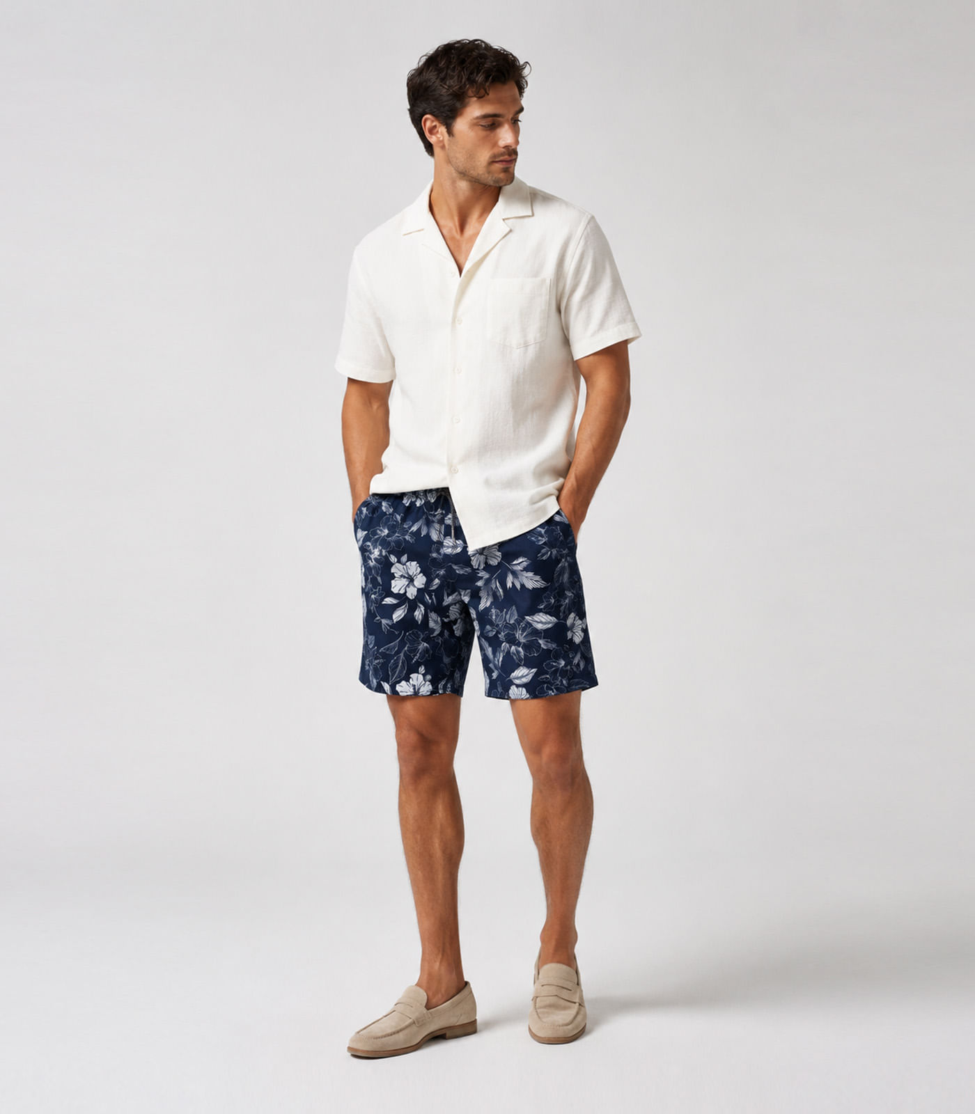 Bermuda Masculina Estampada Tactel Força Do Mar Azul - imagem 1