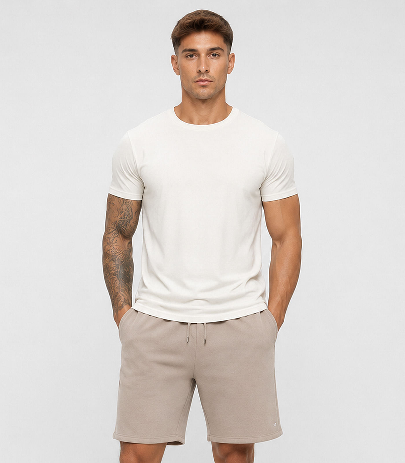 Bermuda Masculina Em Ribana Com Bolsos Maxi Veev Bege - imagem 1