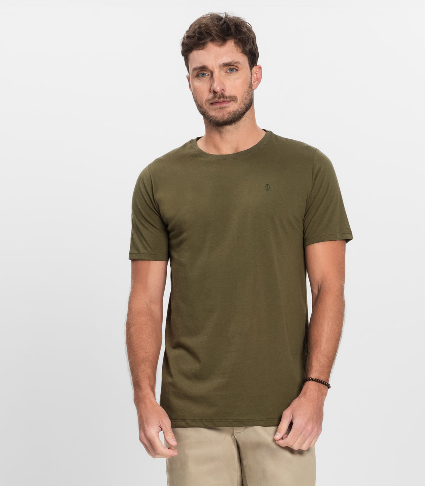 Camiseta Masculina Básica Em Meia Malha Diametro Verde - imagem 1
