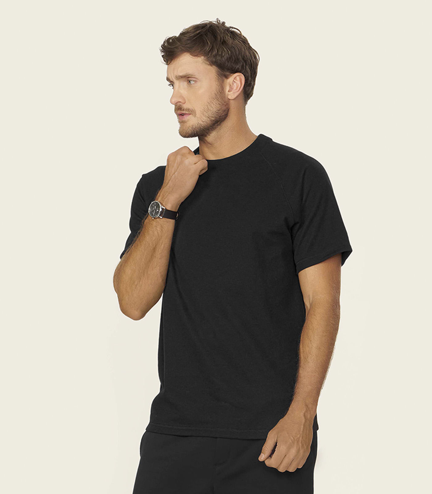 Camiseta Masculina Malhão Maquinetado Diametro Preto - imagem 1