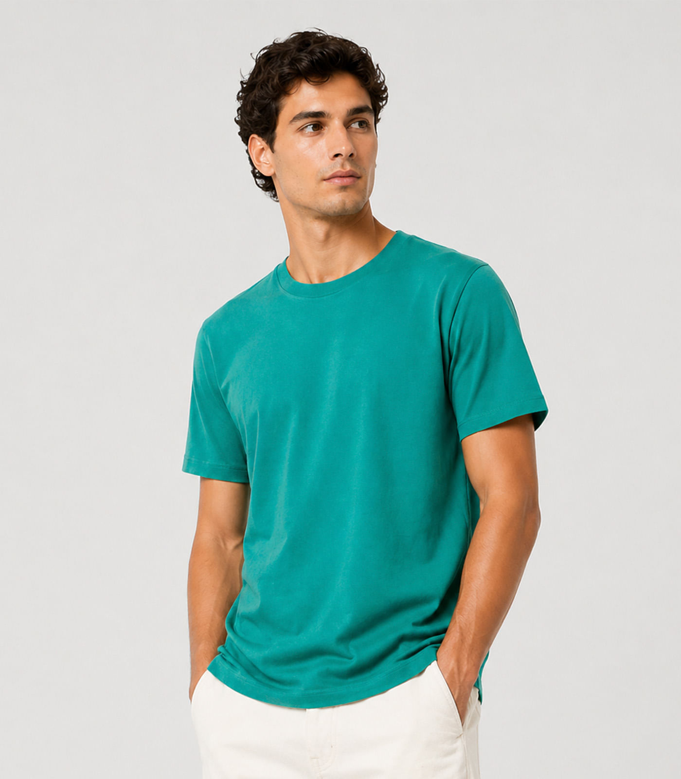 Camiseta Masculina Manga Curta Básica Select Verde - imagem 1