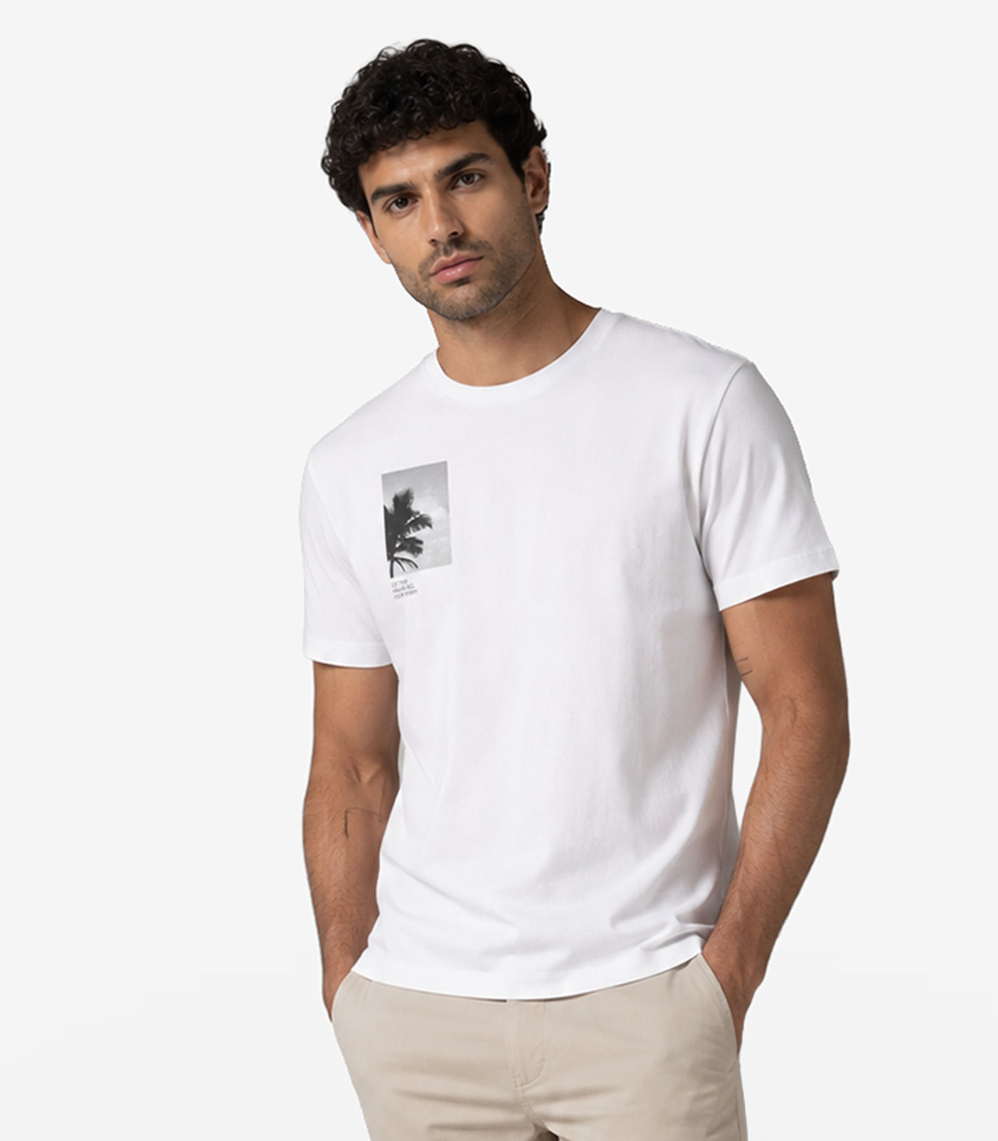Camiseta Masculina Cotton Leve Com UV Diametro Branco - imagem 1