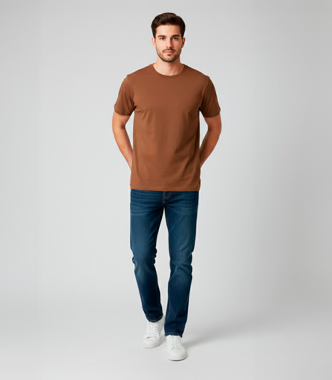 Camiseta Masculina Básica Com Gola Redonda Rovitex Marrom - imagem 1