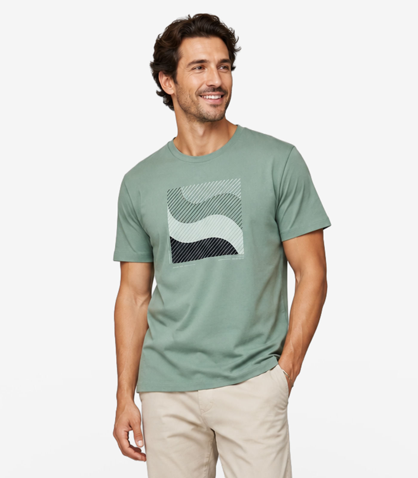 Camiseta Masculina Cotton Leve UV Diametro Verde - imagem 1