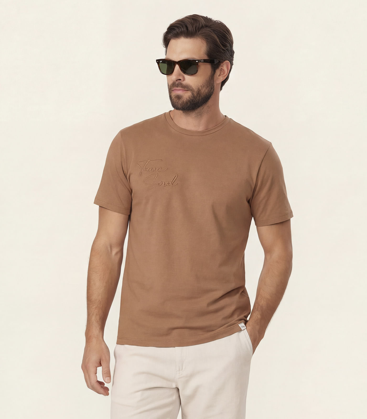 Camiseta Masculina Meia Malha Diametro Marrom - imagem 1