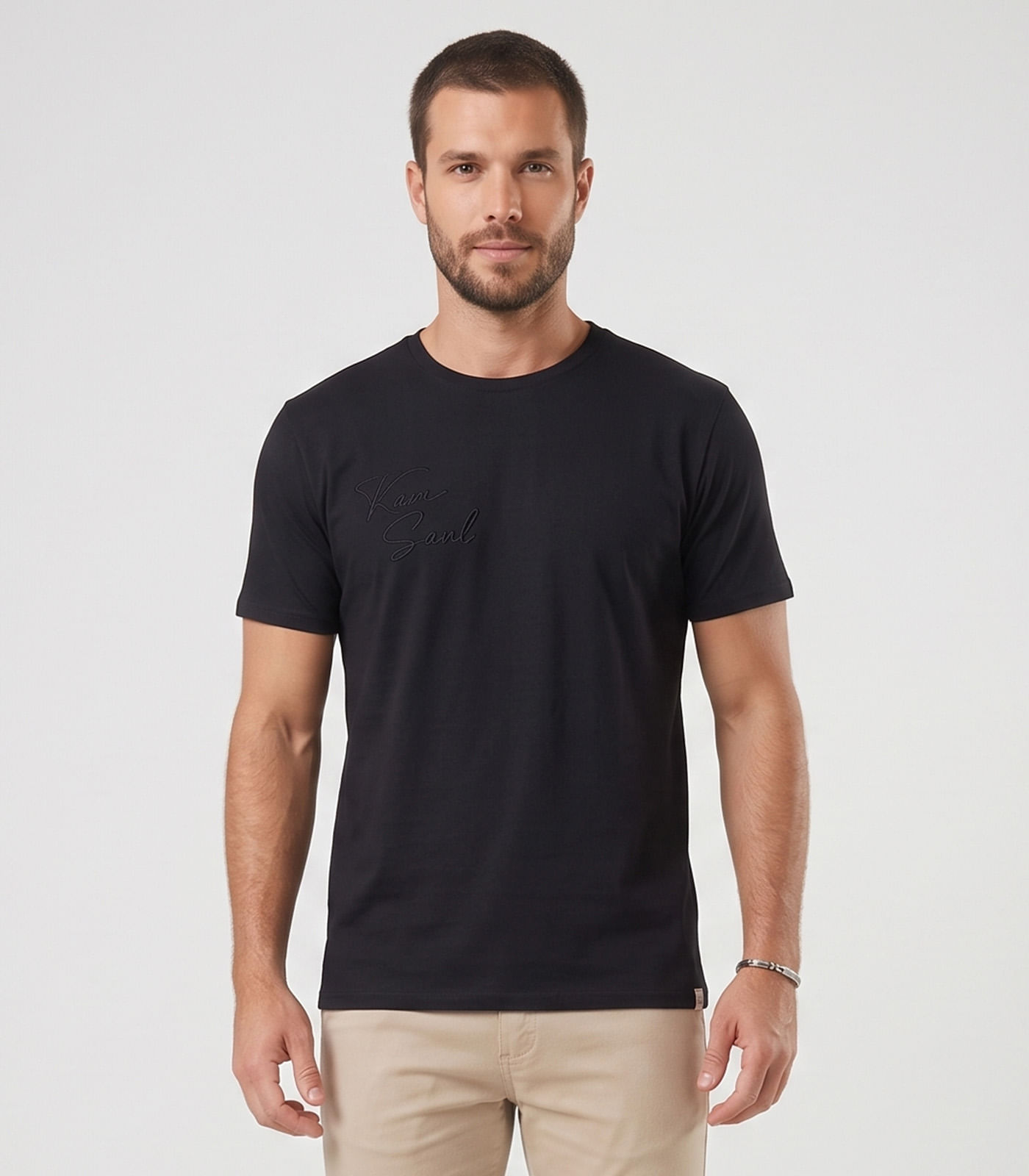 Camiseta Masculina Meia Malha Diametro Preto - imagem 1