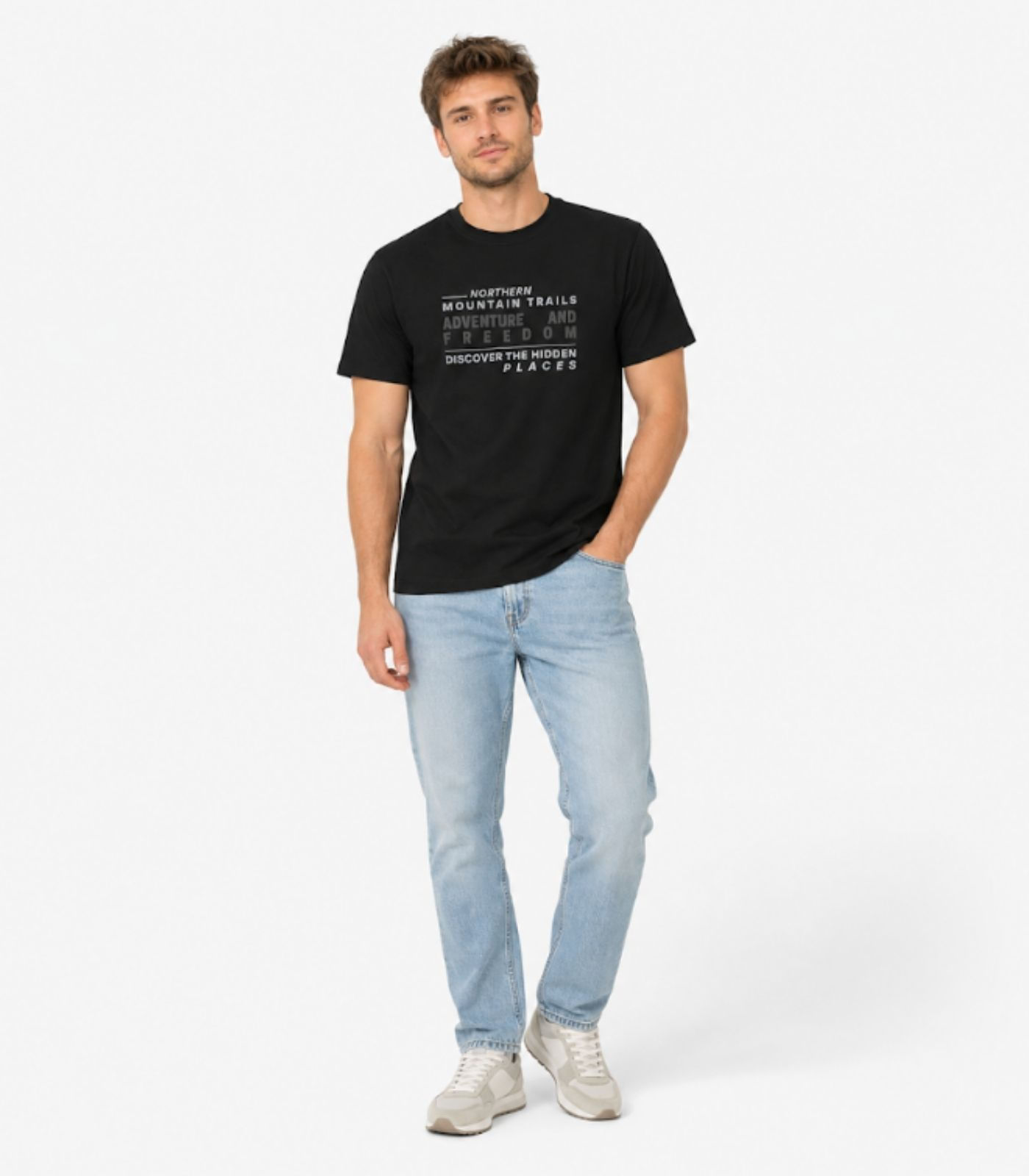 Camiseta Masculina em Meia Malha Diametro Preto - imagem 1
