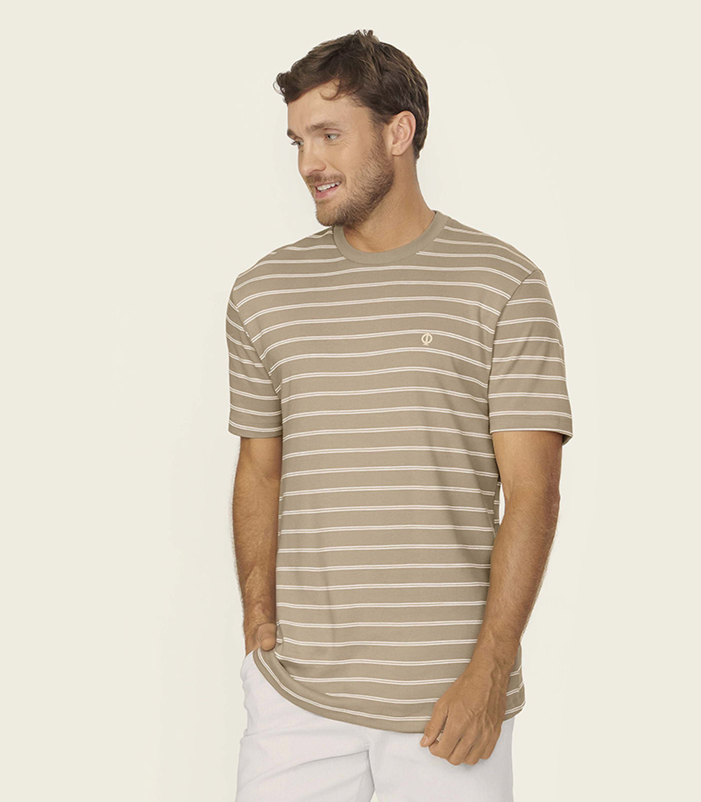 Camiseta Masculina Suedine Listrado Diametro Marrom - imagem 1
