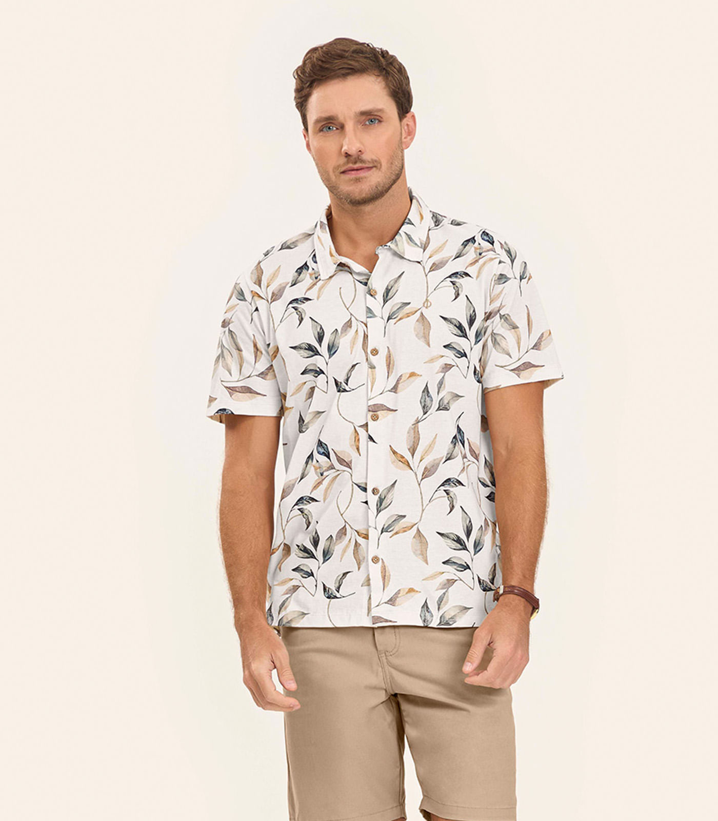 Camisa em Meia Malha Masculina Diametro Bege - imagem 1
