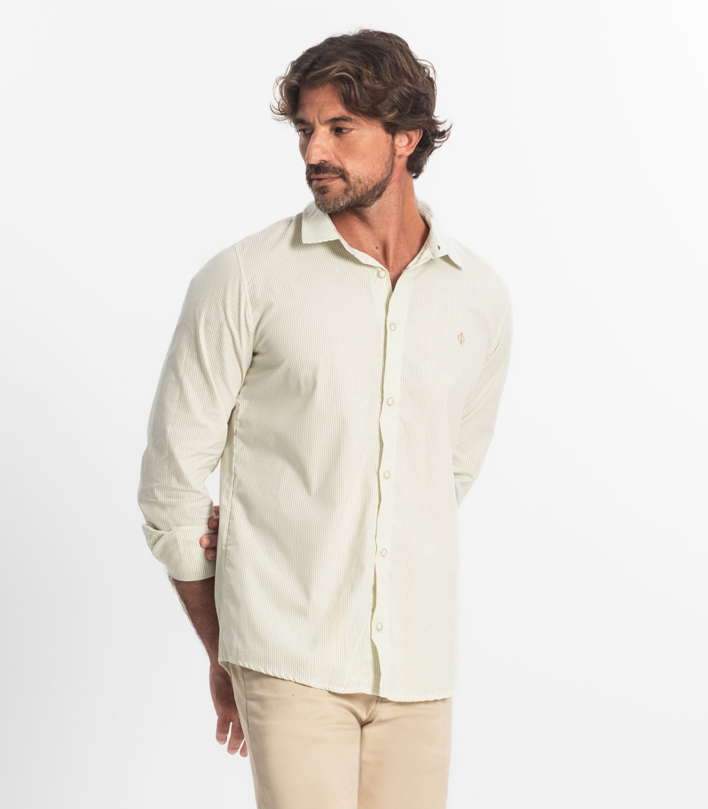 Camisa Social Masculina Manga Longa Diametro Verde - imagem 1