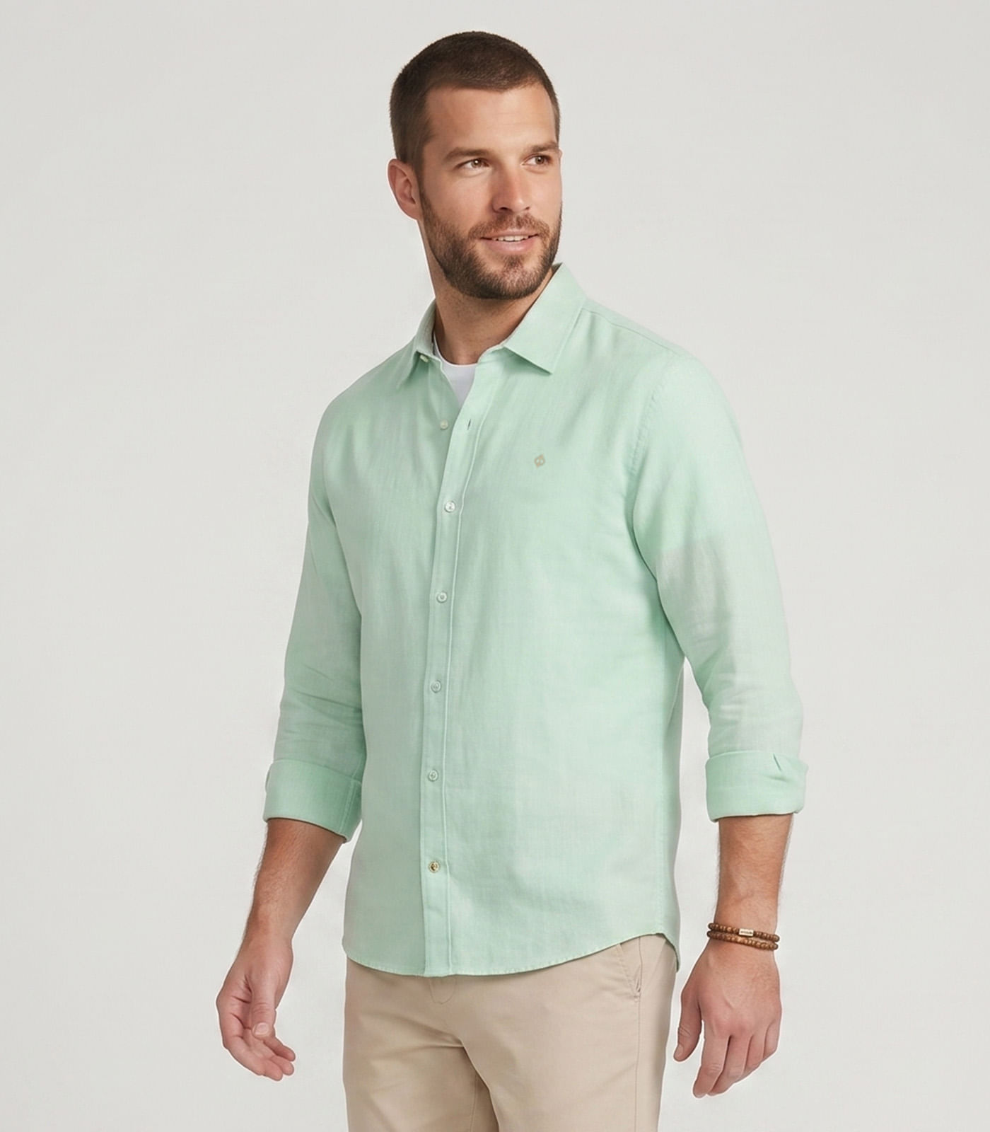 Camisa Masculina Manga Longa Visco Cotton Diametro Verde - imagem 1
