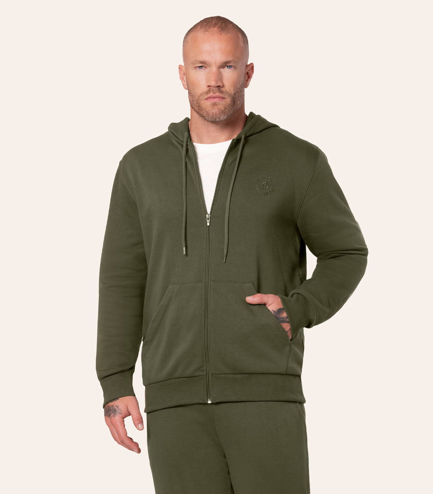 Jaqueta Masculina Moletom Felpada E Capuz Diametro Verde - imagem 1