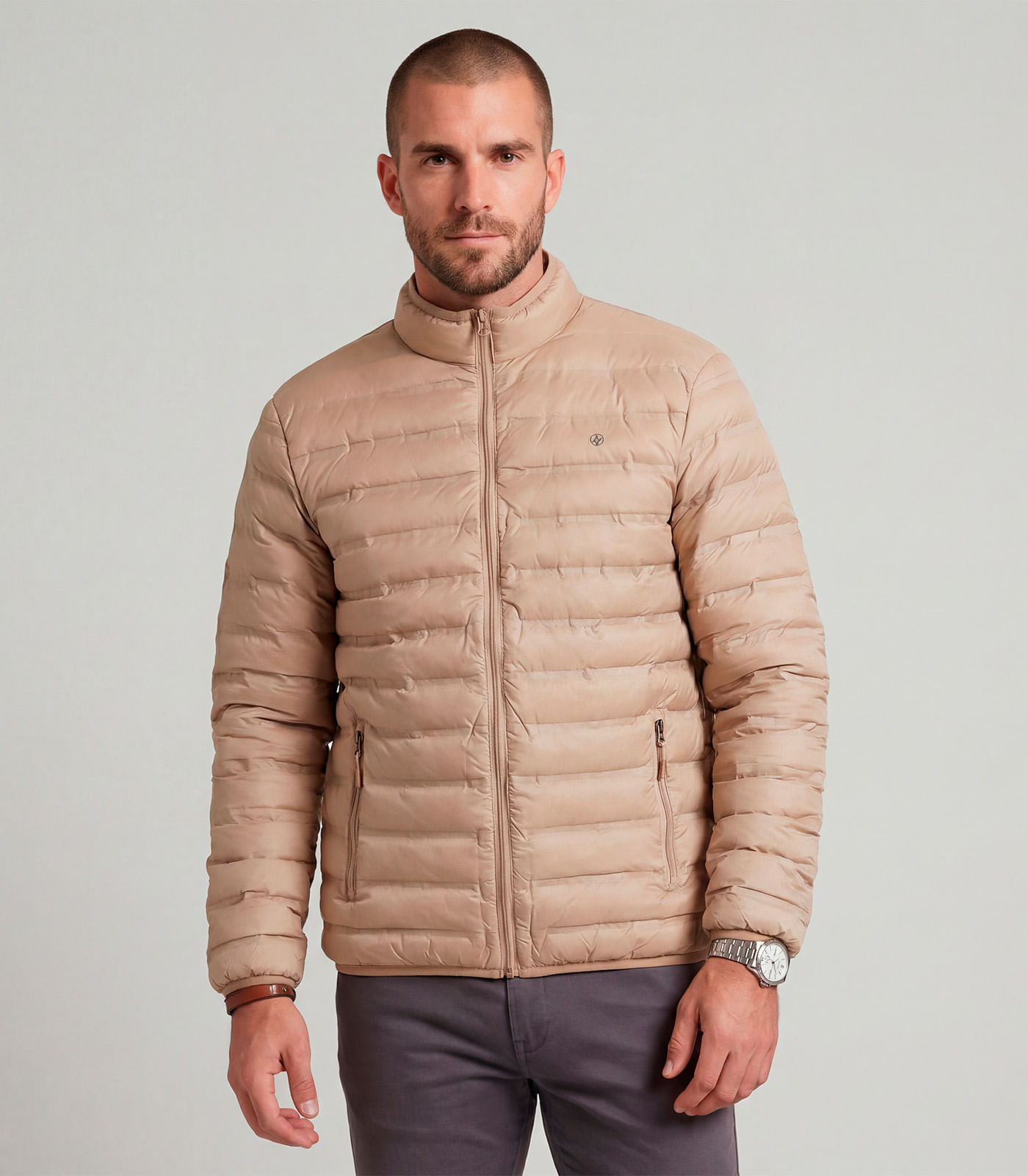 Jaqueta Masculina Microfibra Com Bolsos Diametro Marrom - imagem 1