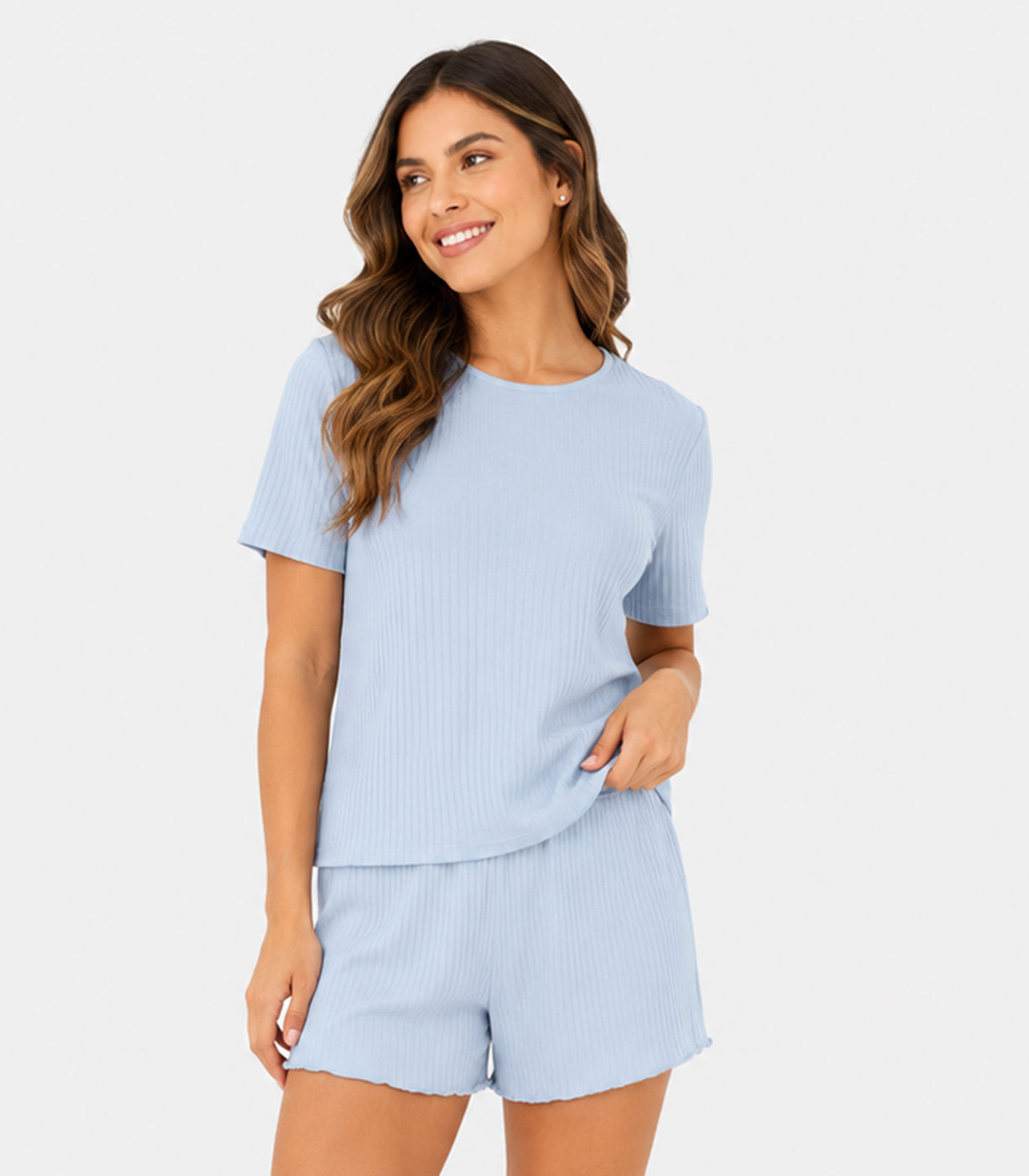 Pijama Feminino Canelado Select Azul - imagem 1