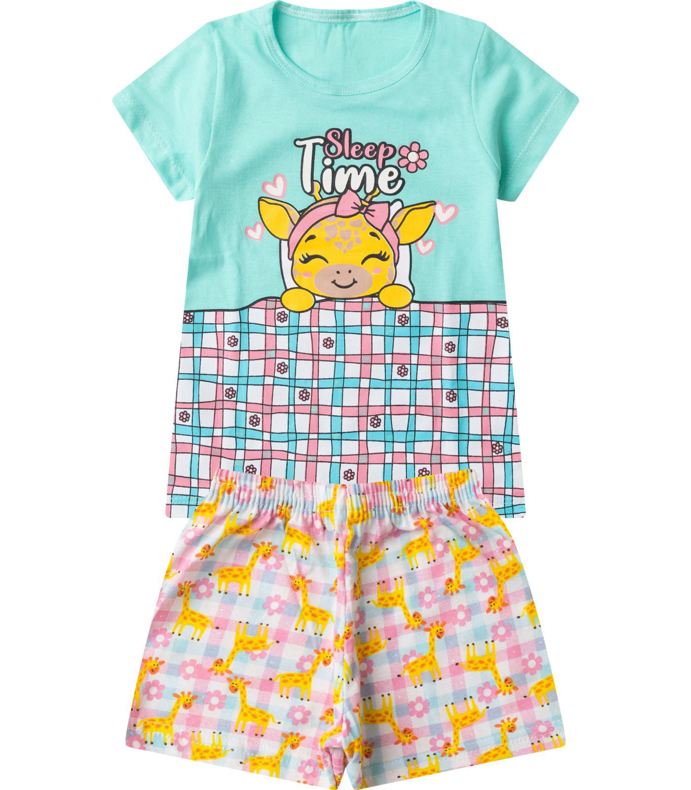 Pijama Verão Menina Brilha no Escuro Kappes Azul - imagem 1