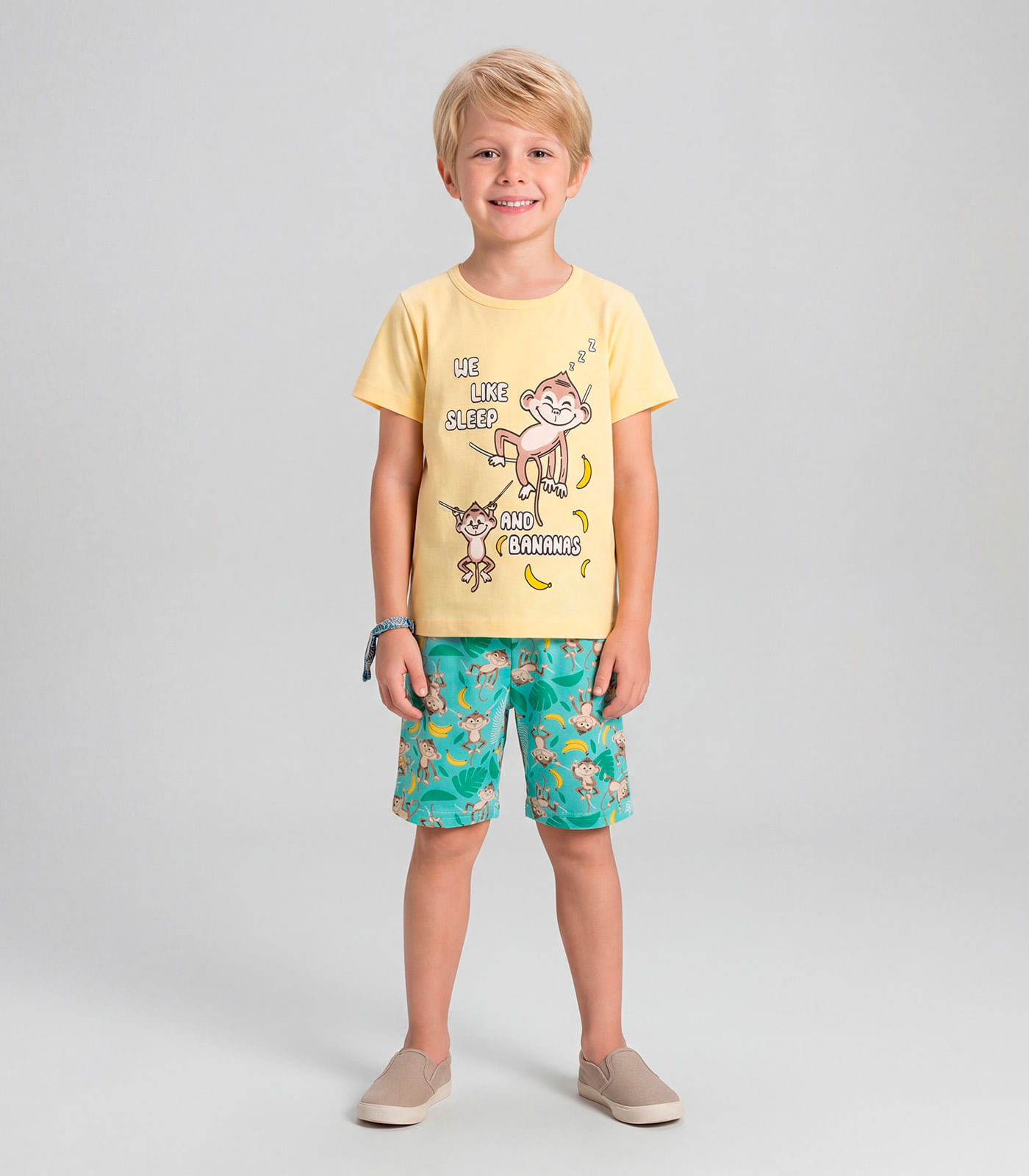 Pijama Infantil Masculino Brilha No Escuro Kappes Amarelo - imagem 1