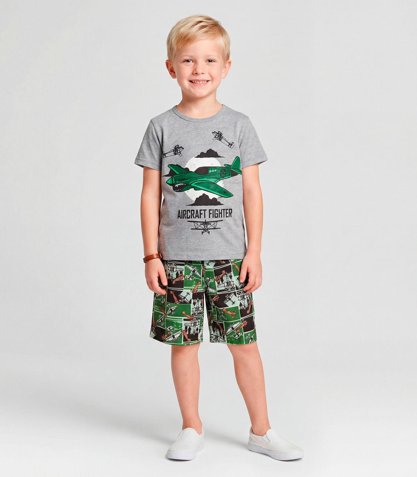 Pijama Infantil Menino Brilha No Escuro Kappes Cinza - imagem 1