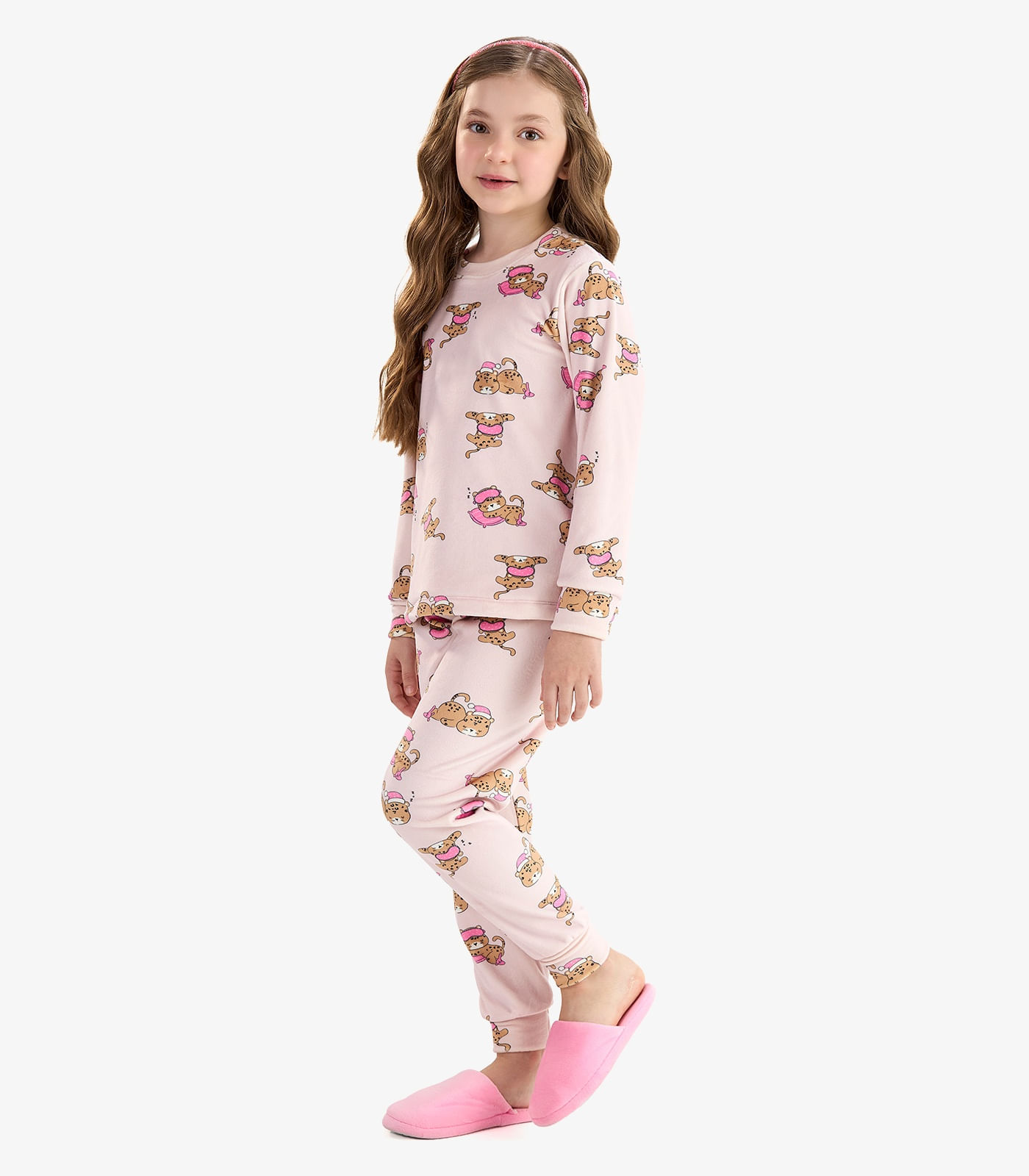 Pijama em Pelo Fleece Rovi Kids Rosa - imagem 1