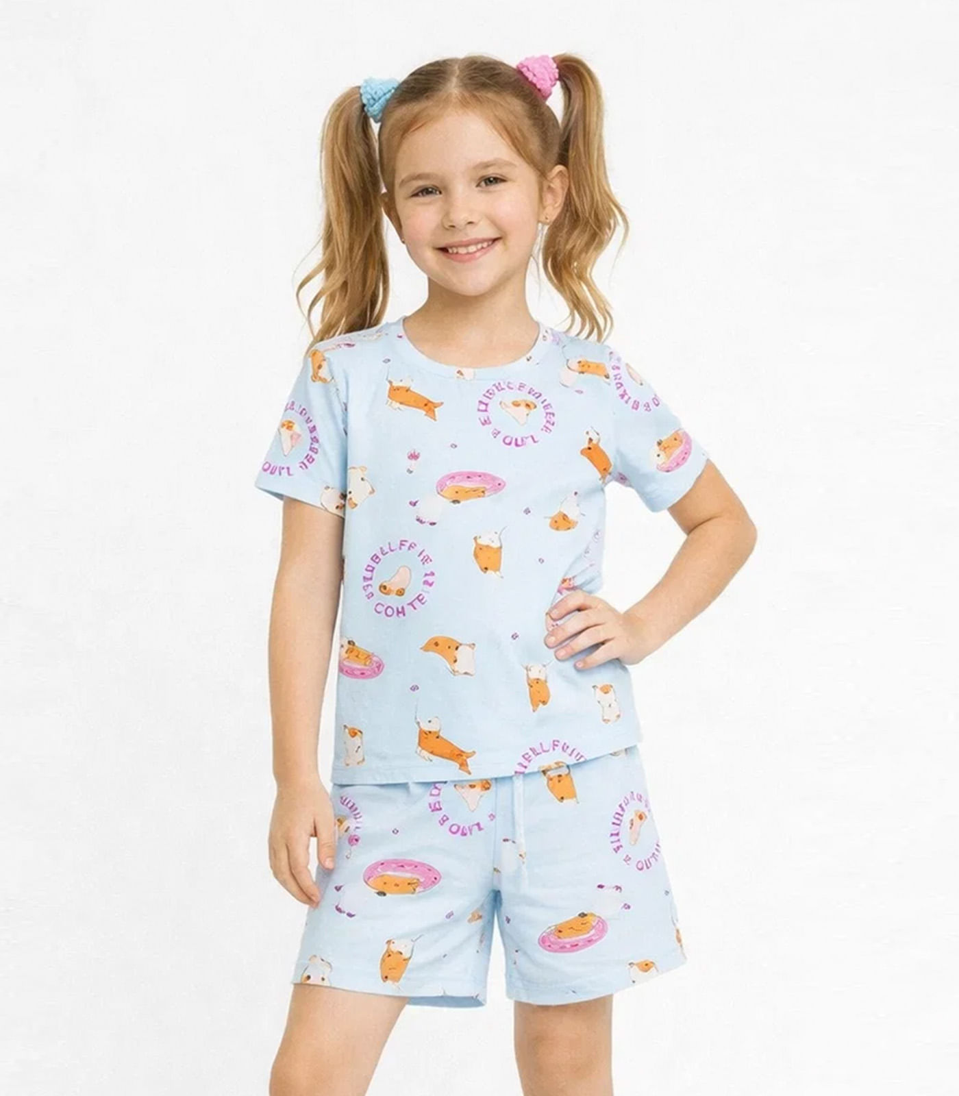 Pijama Menina Infantil Estampado Select Azul - imagem 1