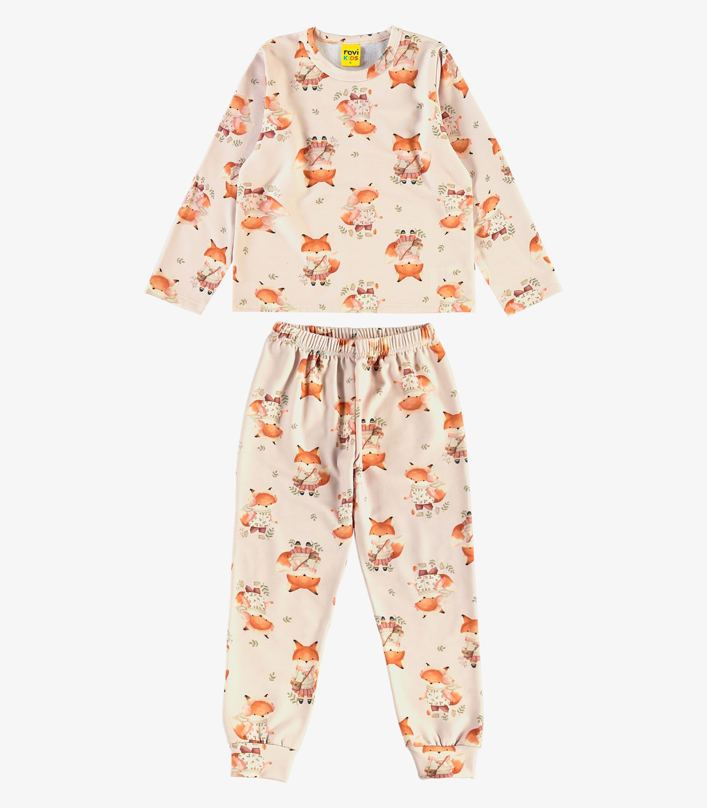 Pijama Malha Soft Touch Rovi Kids Bege - imagem 1