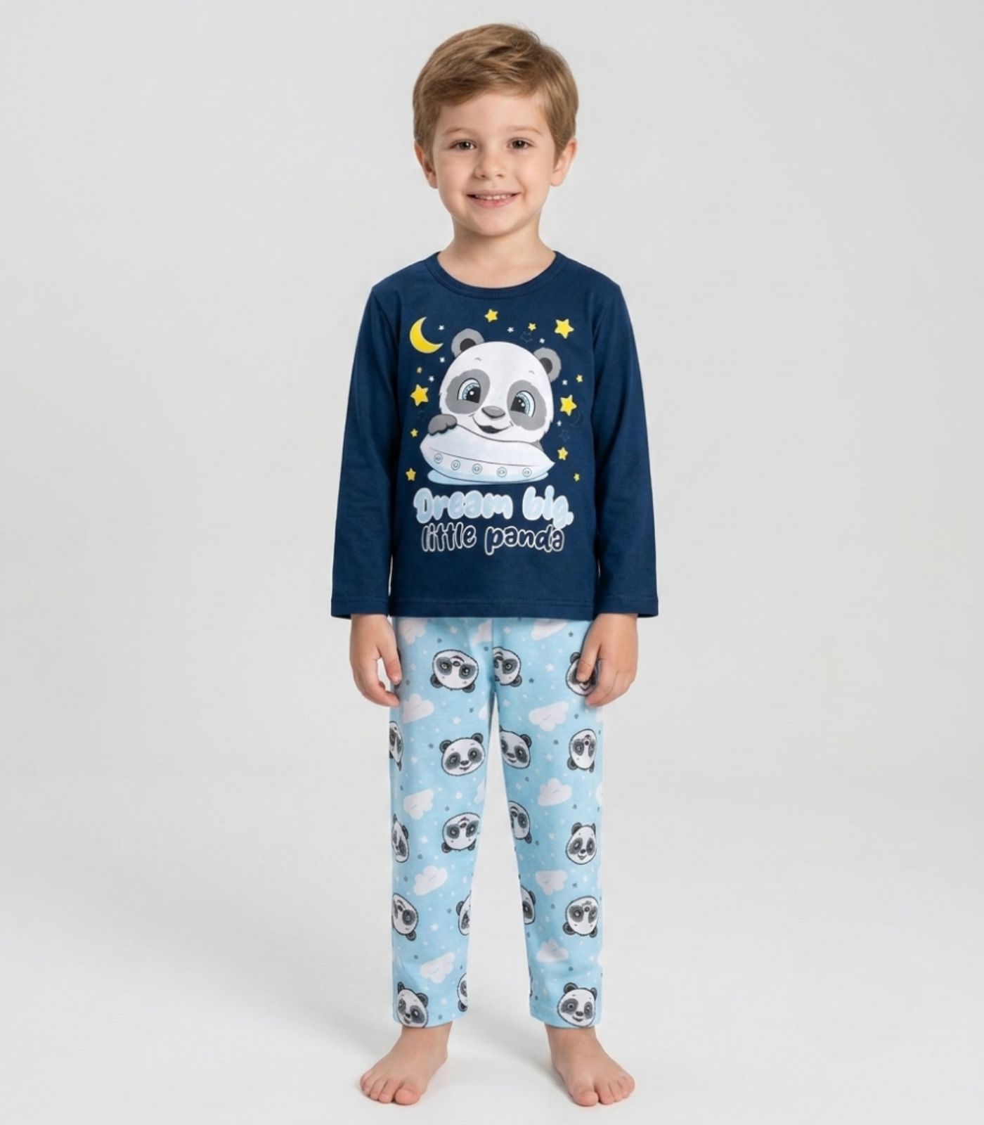 Pijama Menino Manga Longa Meia Malha Kappes Azul - imagem 1