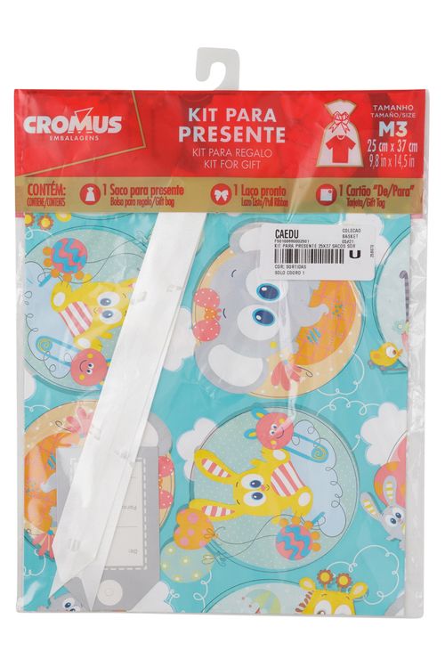 Kit Saco Para Presente Estampado 25x37